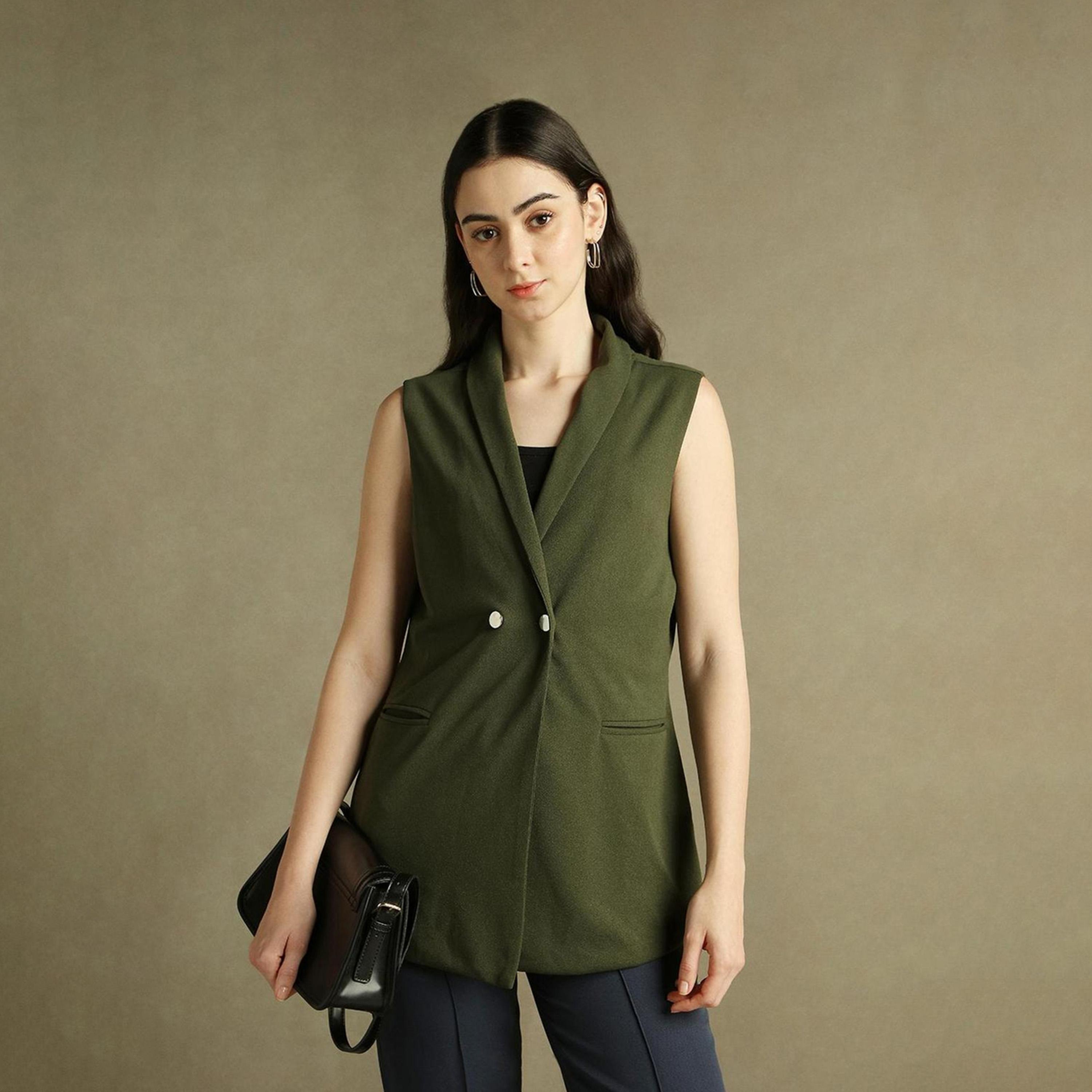 دينيس لينغو× ستايلي-  سترة بلا أكمام مزدوجة الصدر للنساء-women-clothing-coatsandjackets-blazers-image-1