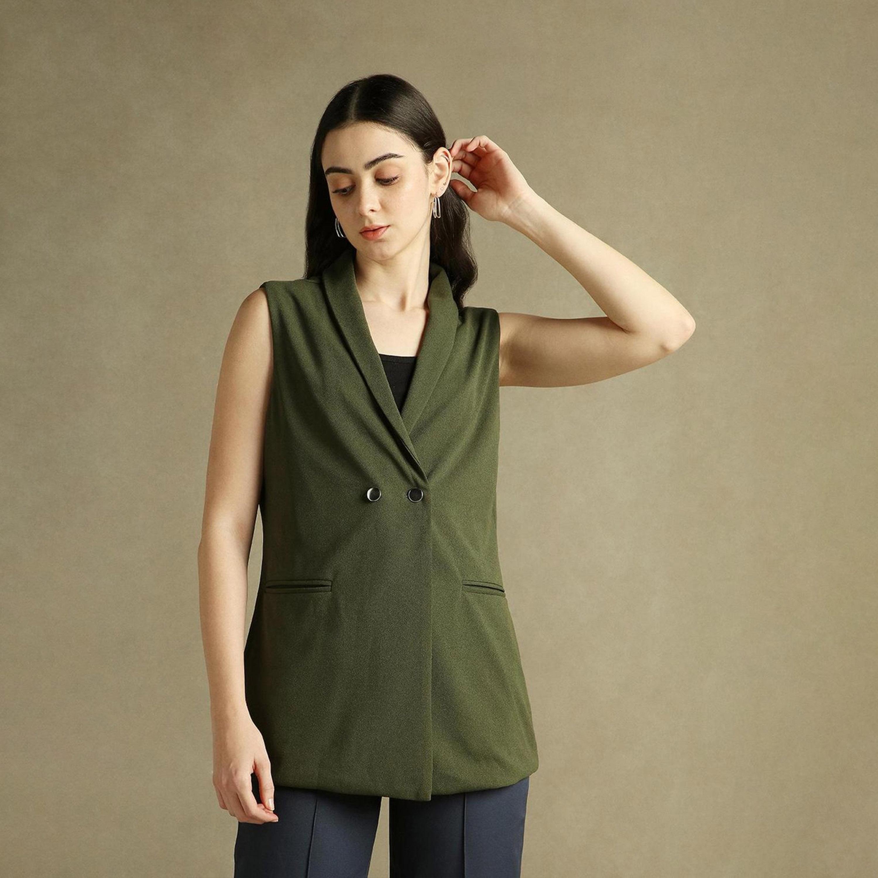 دينيس لينغو× ستايلي-  سترة بلا أكمام مزدوجة الصدر للنساء-women-clothing-coatsandjackets-blazers-image-4