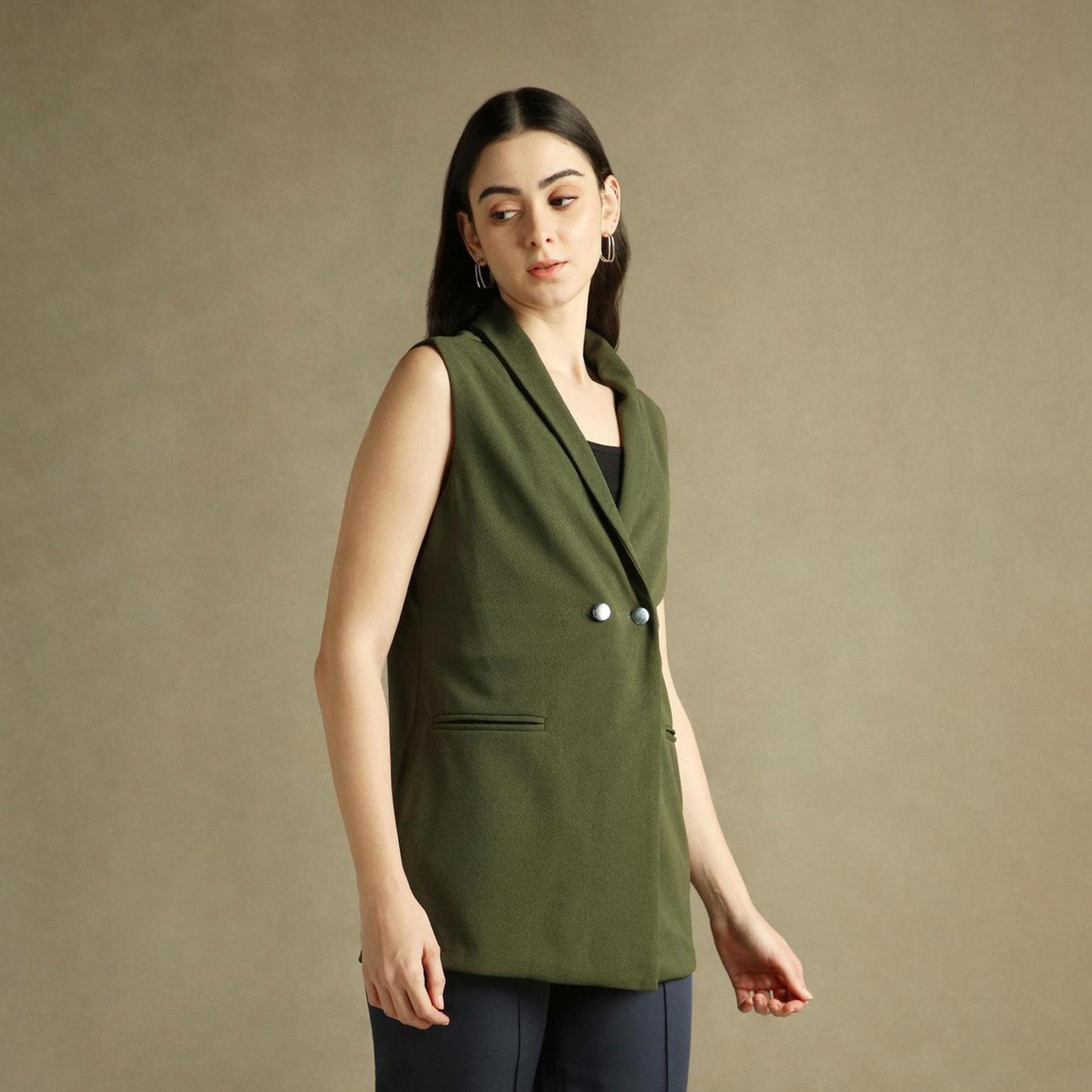 دينيس لينغو× ستايلي-  سترة بلا أكمام مزدوجة الصدر للنساء-women-clothing-coatsandjackets-blazers-image-5