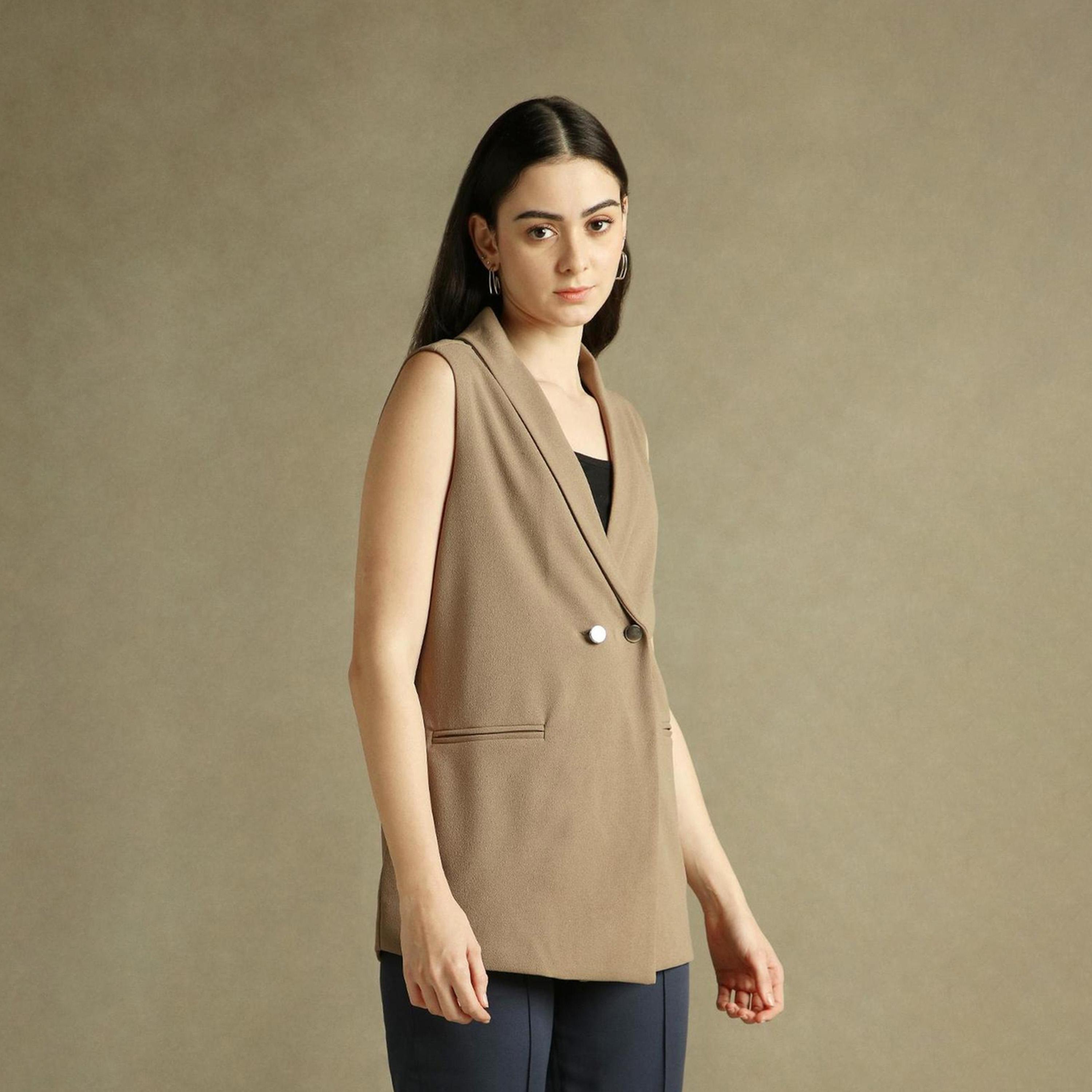 Dennis Lingo X Styli DL Woman Peaked Lapel Sleeveless Double-Breasted Blazer-women-clothing-coatsandjackets-blazers-image-1