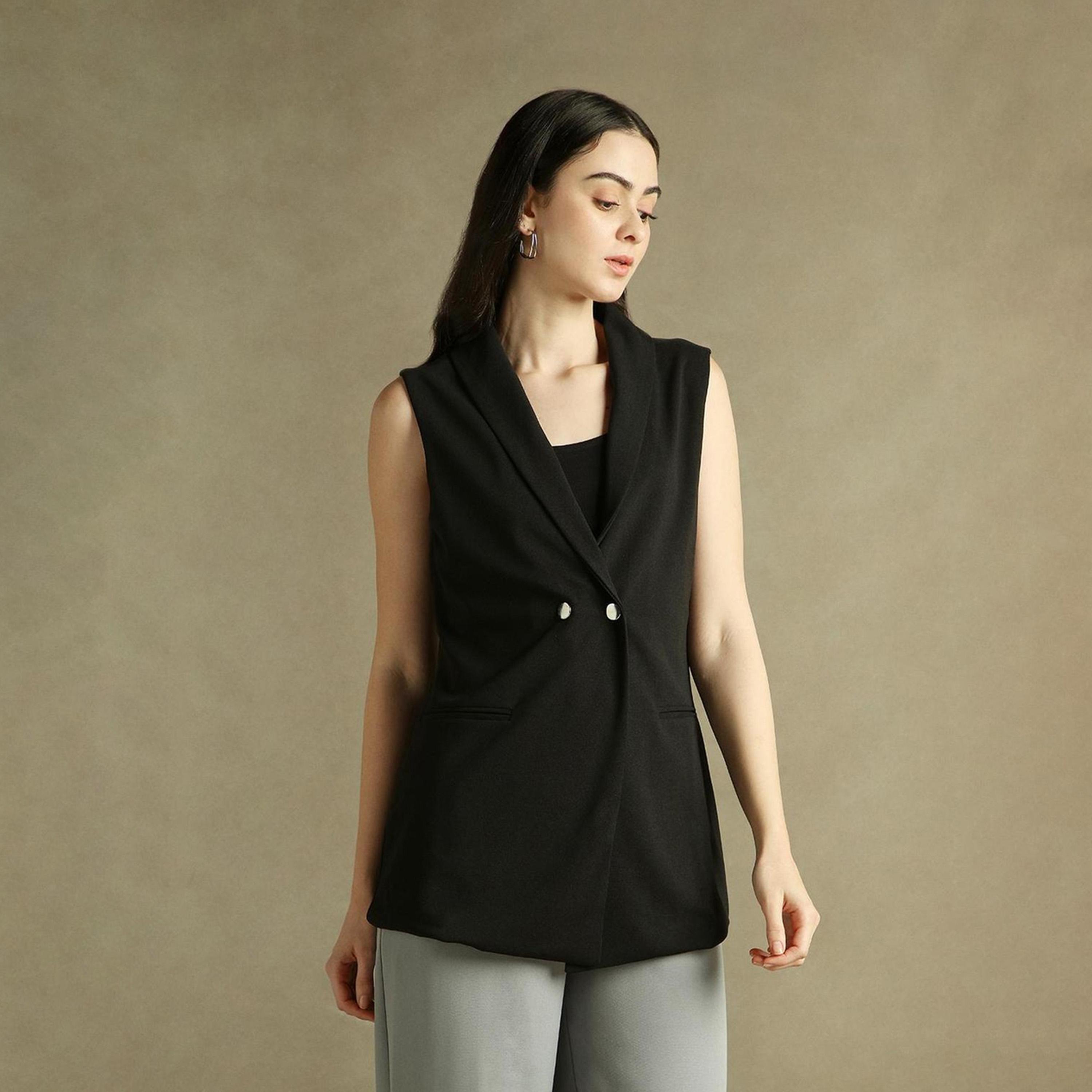 دينيس لينغو× ستايلي-  سترة بلا أكمام مزدوجة الصدر للنساء-women-clothing-coatsandjackets-blazers-image-2