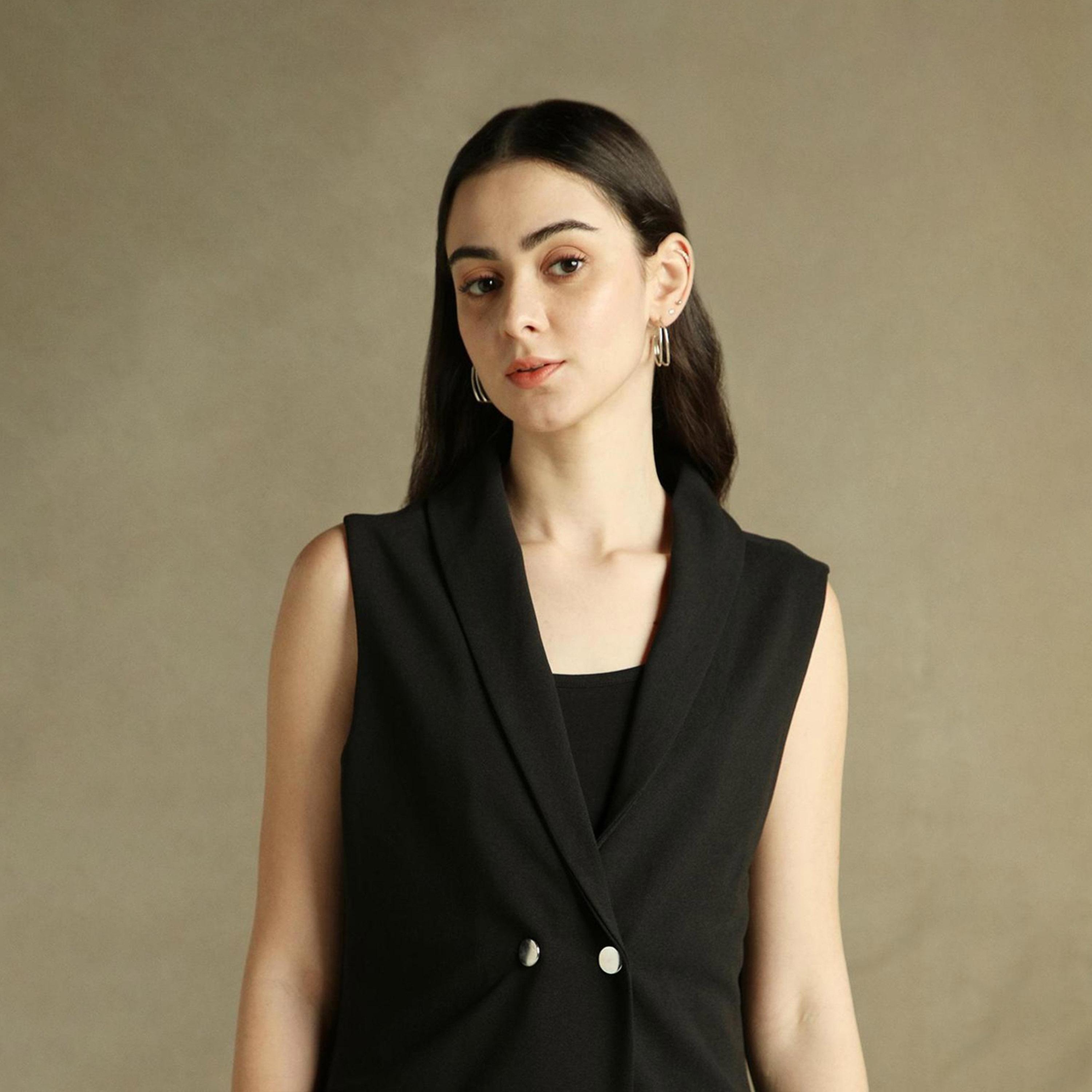 دينيس لينغو× ستايلي-  سترة بلا أكمام مزدوجة الصدر للنساء-women-clothing-coatsandjackets-blazers-image-5