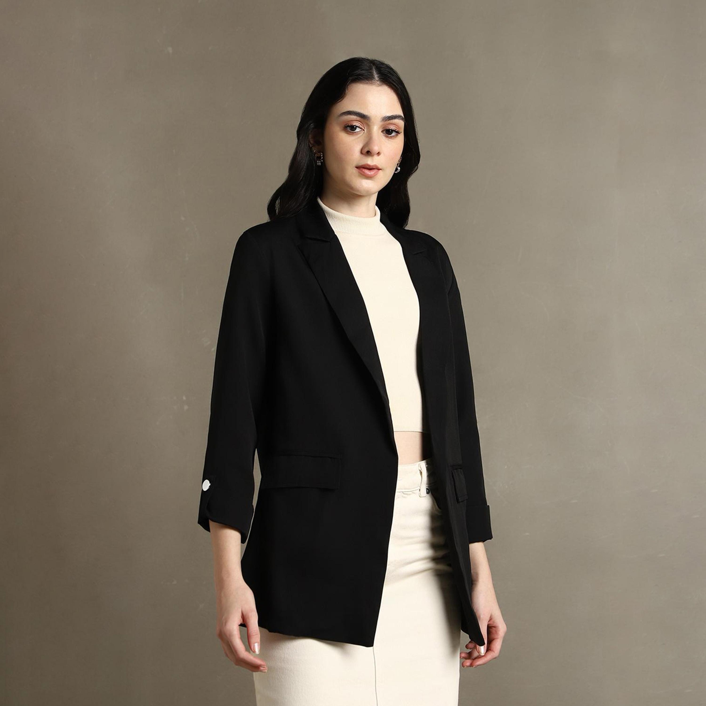 Dennis Lingo X Styli DL Woman Notched Lapel Front Open Blazers-women-clothing-coatsandjackets-blazers-image-2