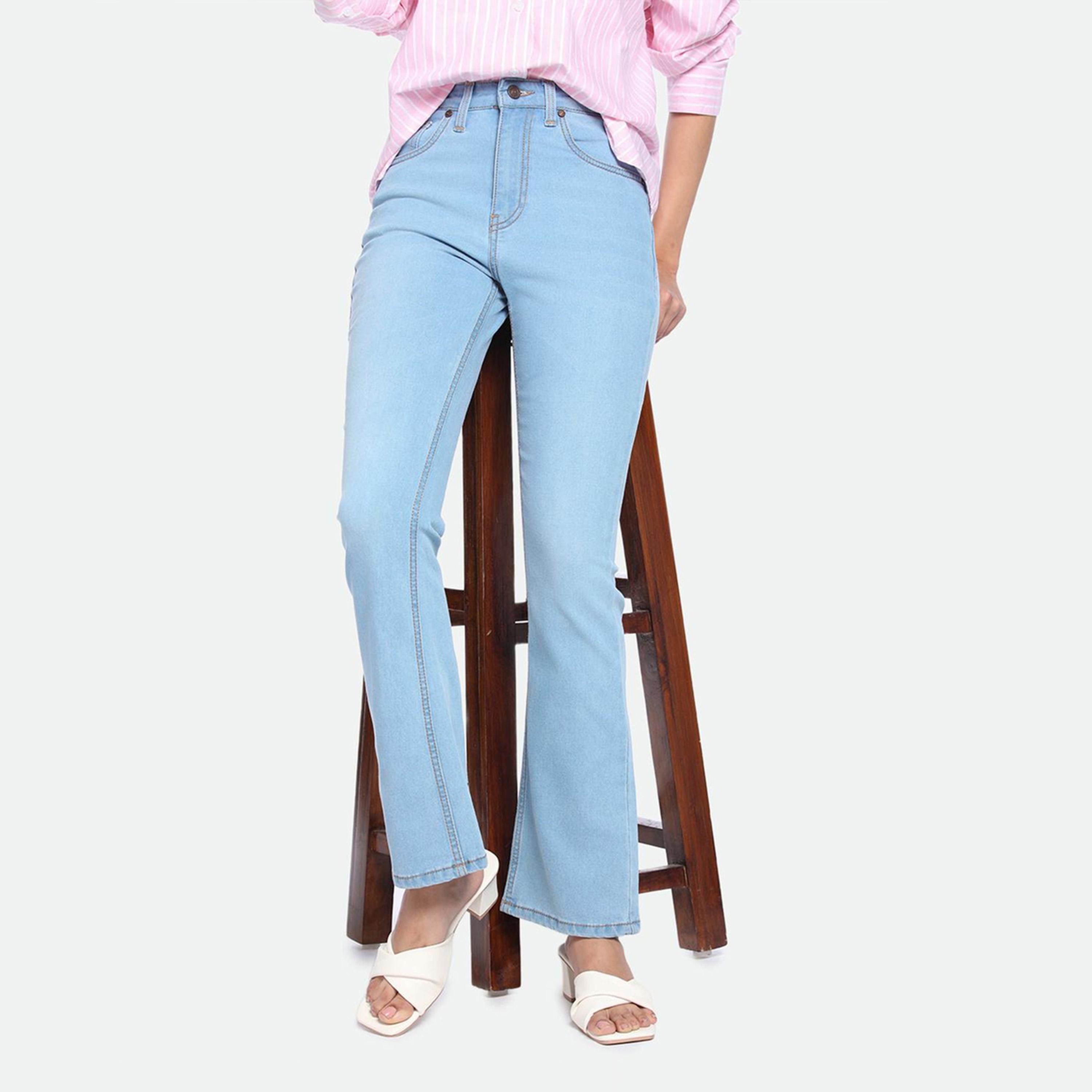 دينيس لينغو× ستايلي-  بنطال جينز للنساء خصر عالي وخفيف الوزن وقابل للتمدد-women-clothing-bottoms-jeans-image-1
