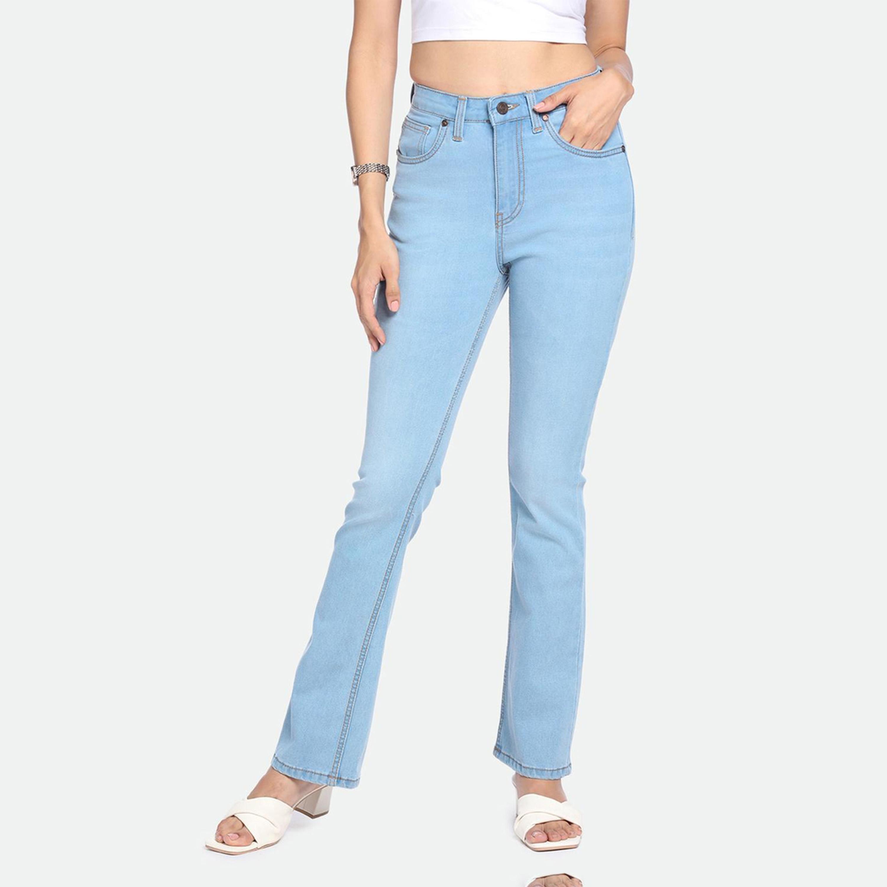 دينيس لينغو× ستايلي-  بنطال جينز للنساء خصر عالي وخفيف الوزن وقابل للتمدد-women-clothing-bottoms-jeans-image-2