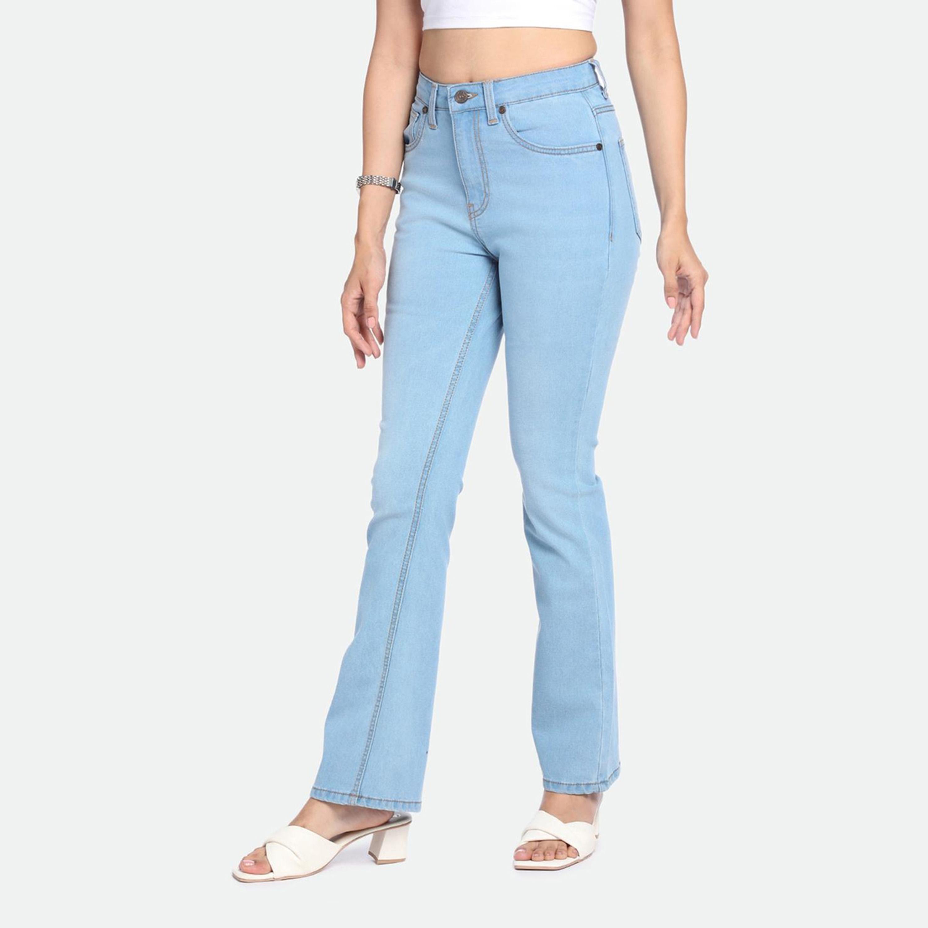 دينيس لينغو× ستايلي-  بنطال جينز للنساء خصر عالي وخفيف الوزن وقابل للتمدد-women-clothing-bottoms-jeans-image-3