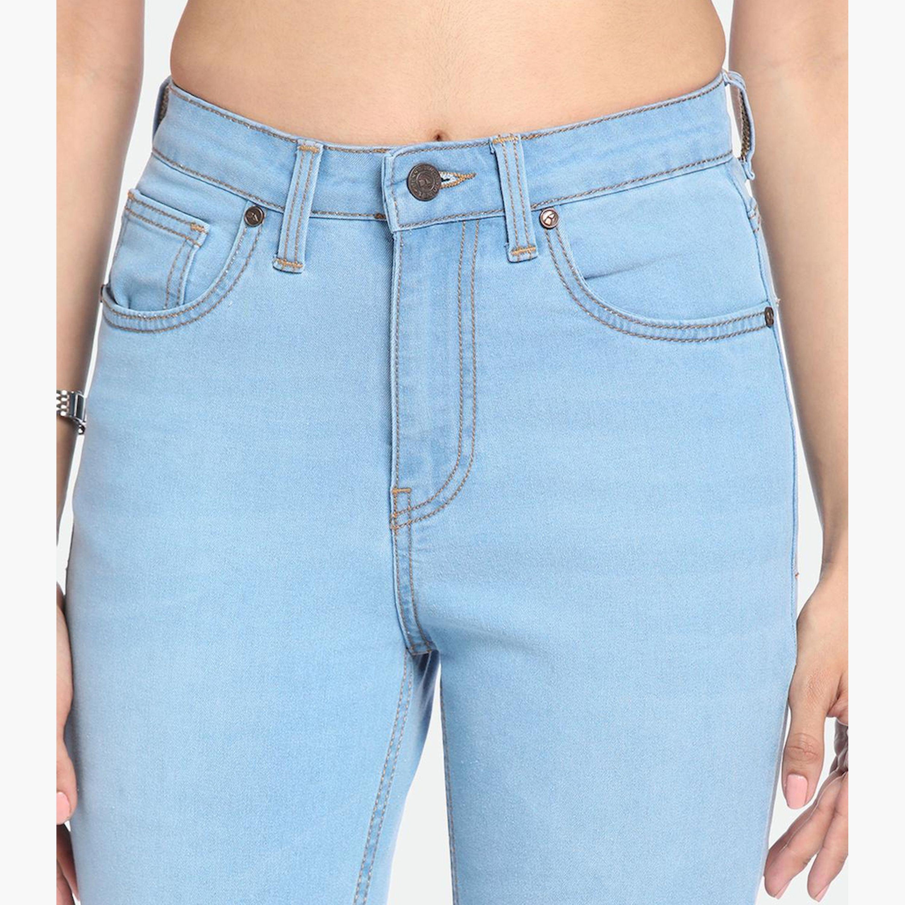 دينيس لينغو× ستايلي-  بنطال جينز للنساء خصر عالي وخفيف الوزن وقابل للتمدد-women-clothing-bottoms-jeans-image-5