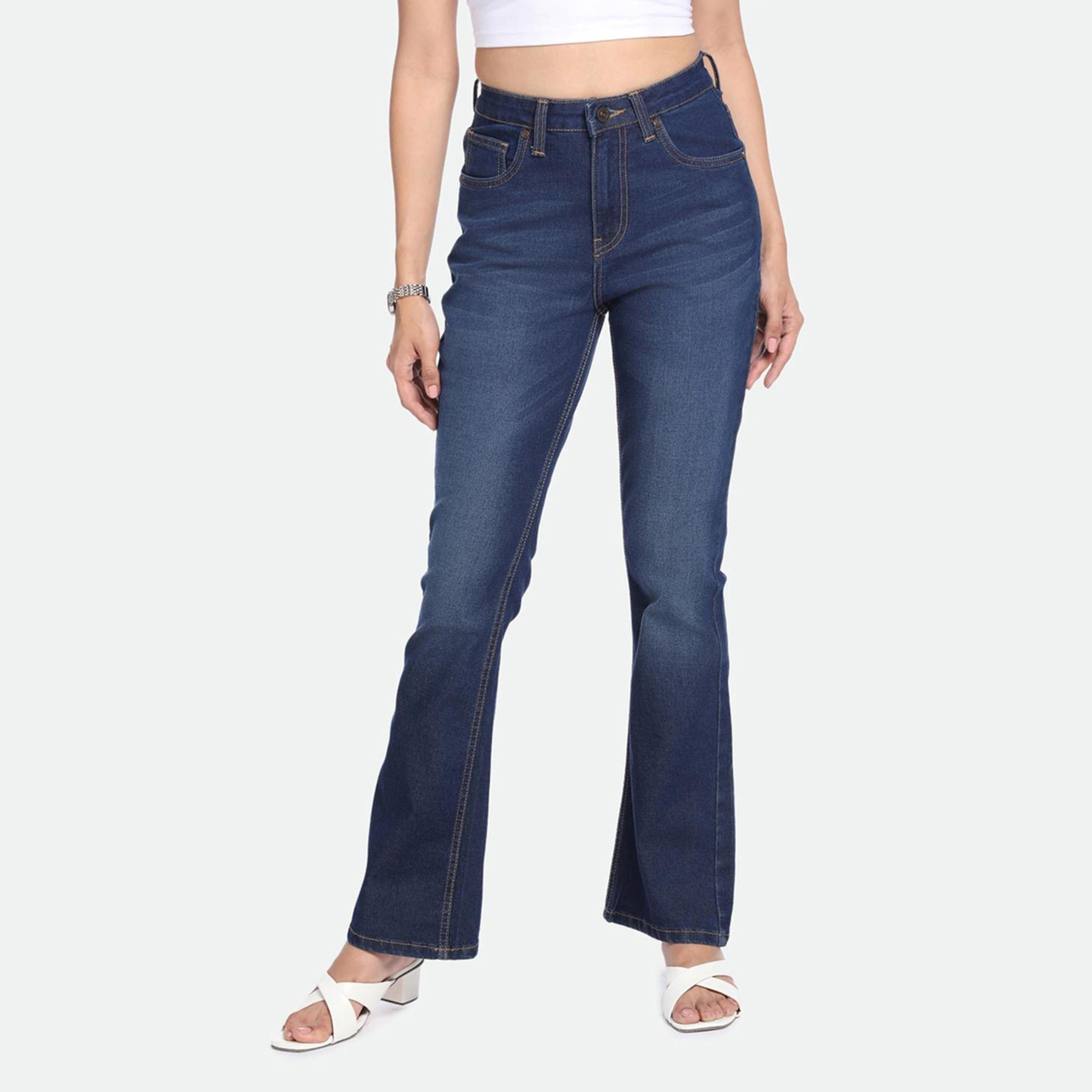 دينيس لينغو× ستايلي-  بنطال جينز للنساء خصر عالي وخفيف الوزن وقابل للتمدد-women-clothing-bottoms-jeans-image-2