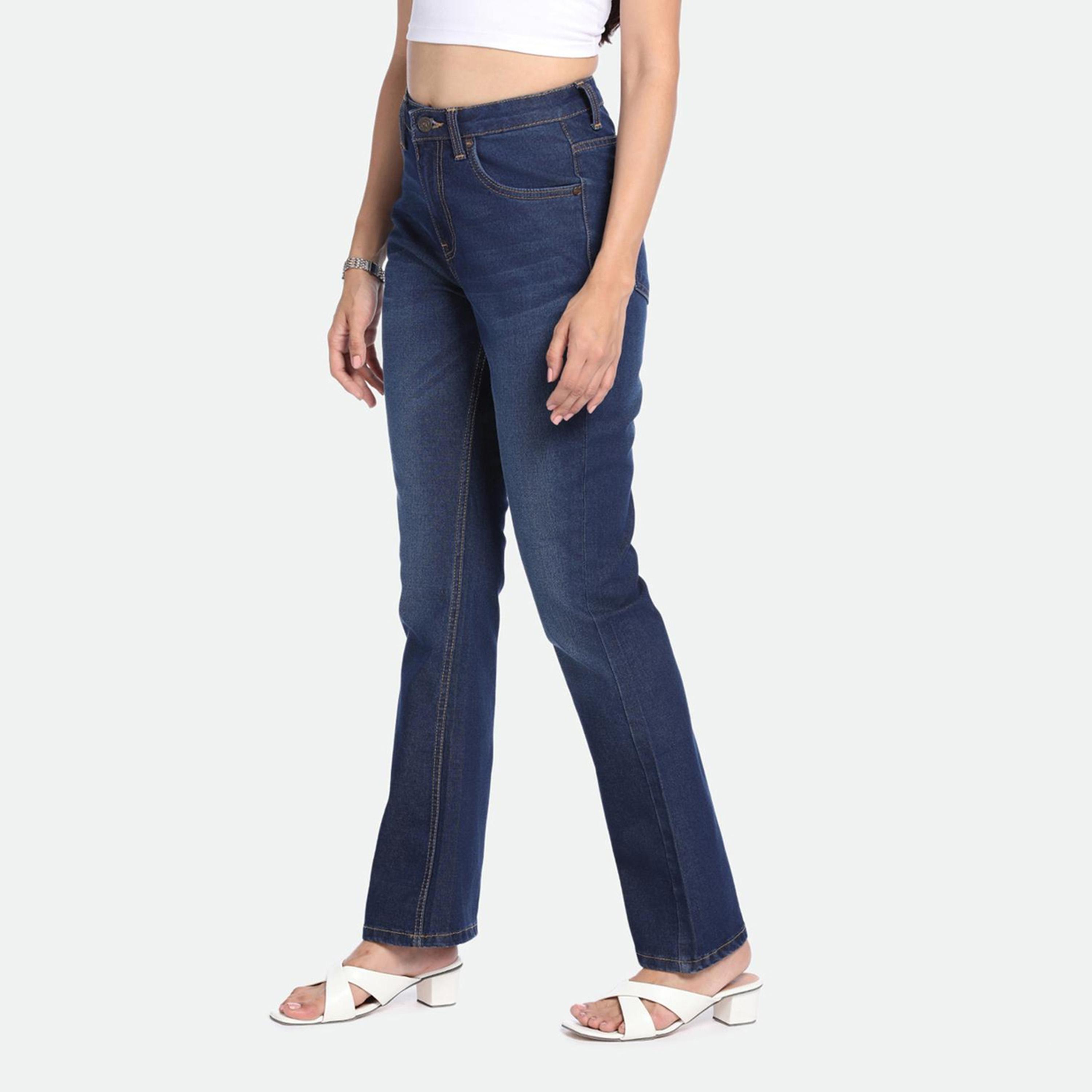 دينيس لينغو× ستايلي-  بنطال جينز للنساء خصر عالي وخفيف الوزن وقابل للتمدد-women-clothing-bottoms-jeans-image-3