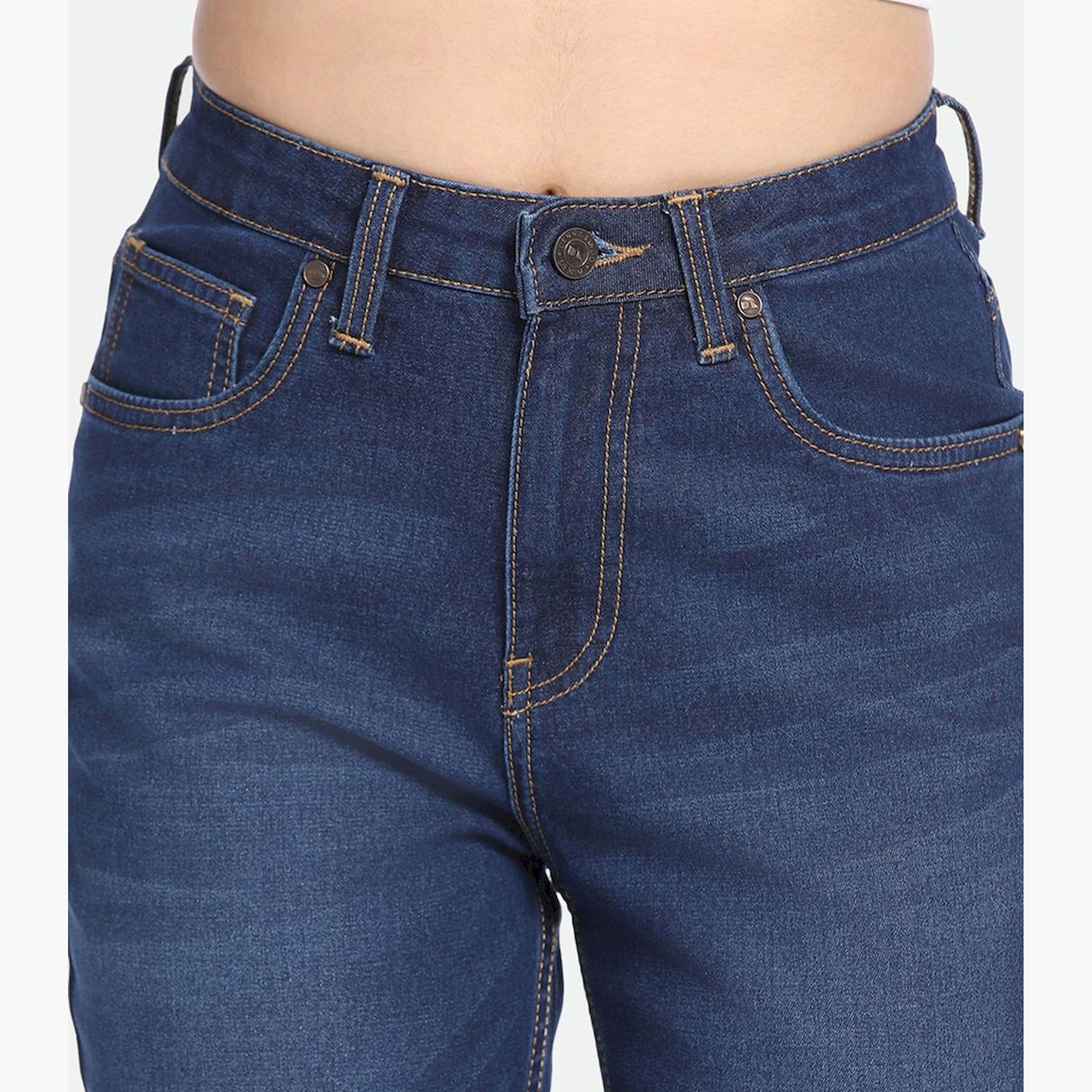 دينيس لينغو× ستايلي-  بنطال جينز للنساء خصر عالي وخفيف الوزن وقابل للتمدد-women-clothing-bottoms-jeans-image-5