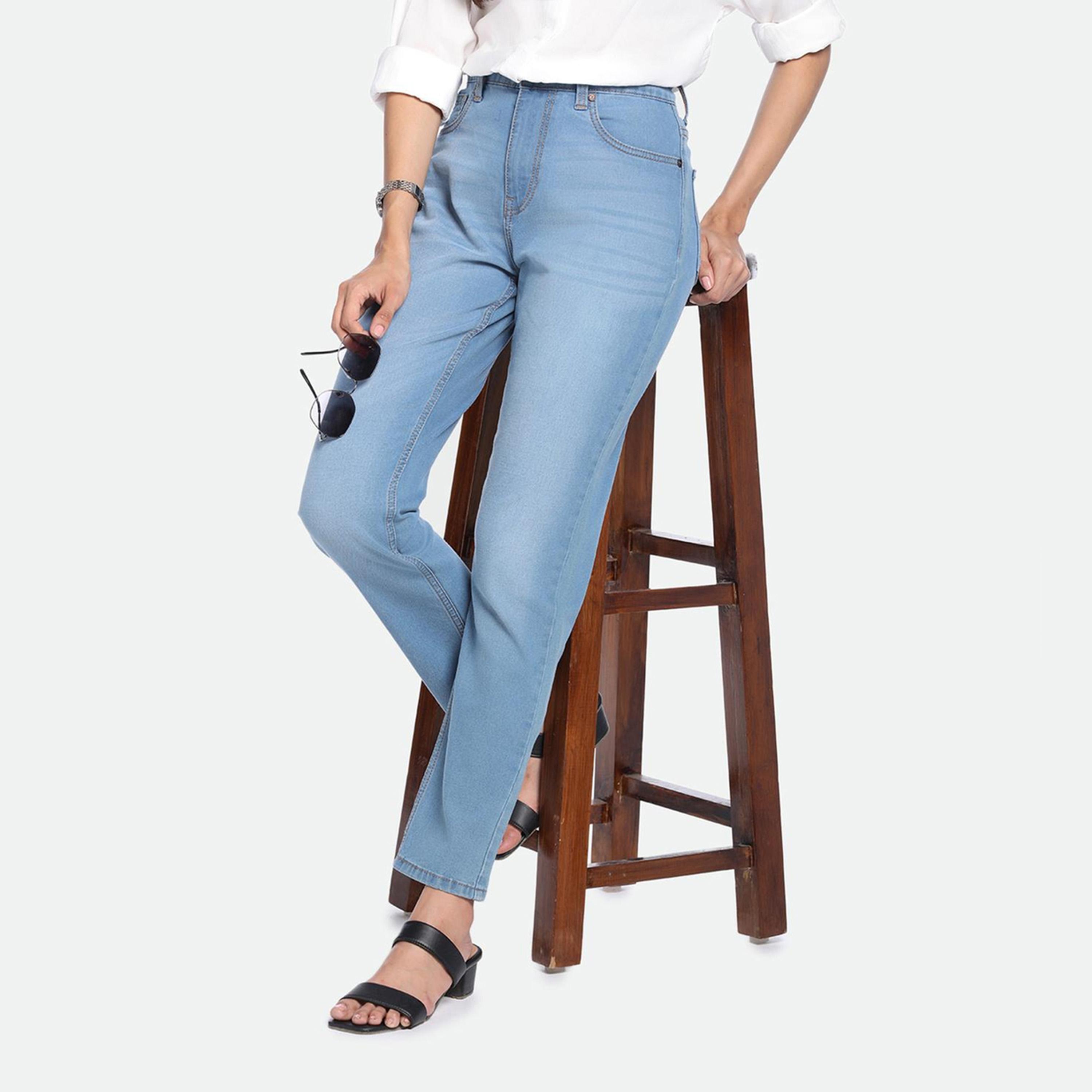 دينيس لينغو× ستايلي-  بنطال جينز للنساء قصة ضيقة وخفيف الوزن وقابل للتمدد-women-clothing-bottoms-jeans-image-1