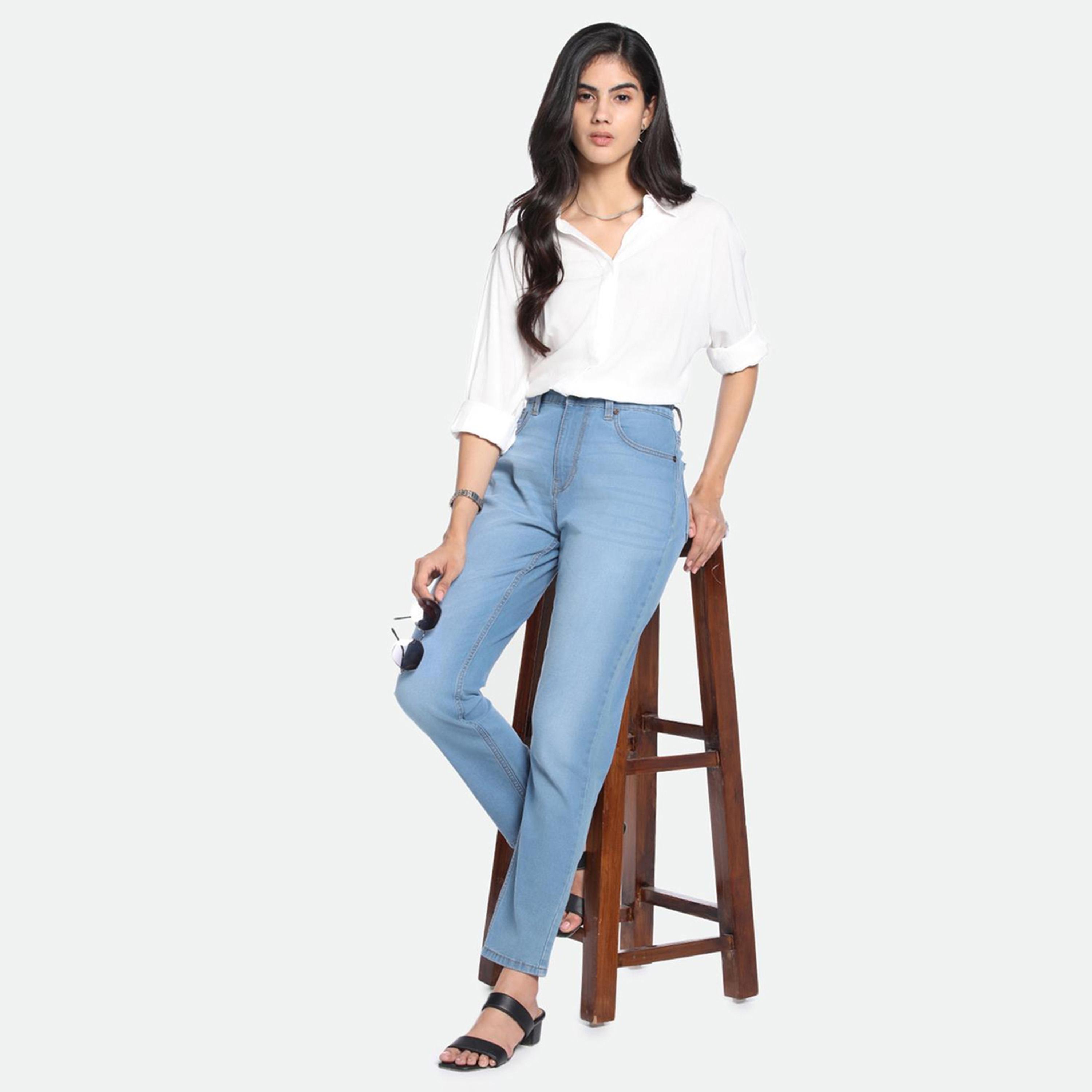 دينيس لينغو× ستايلي-  بنطال جينز للنساء قصة ضيقة وخفيف الوزن وقابل للتمدد-women-clothing-bottoms-jeans-image-6