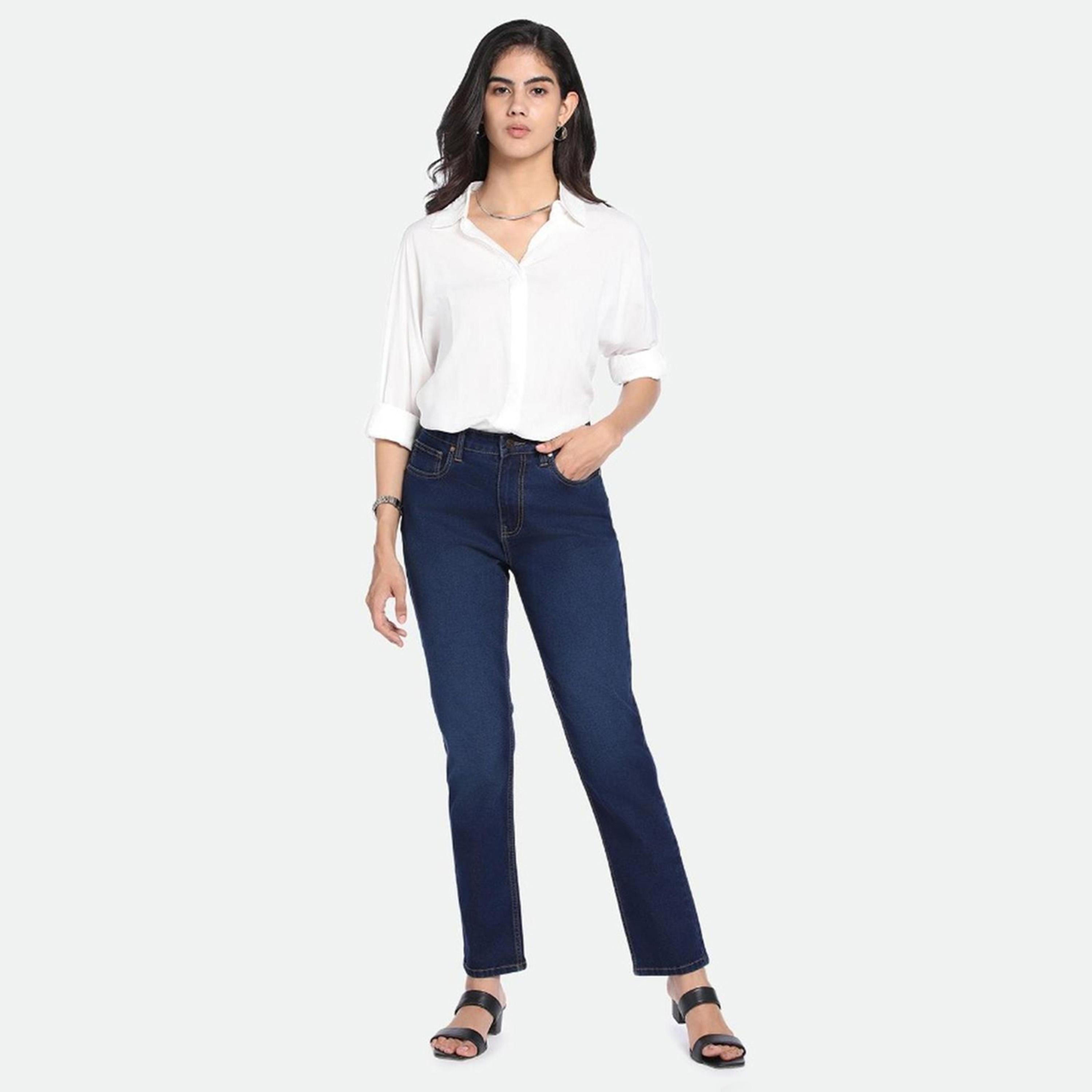 دينيس لينغو× ستايلي-  بنطال جينز نسائي مقاس نحيف مطاطي-women-clothing-bottoms-jeans-image-1