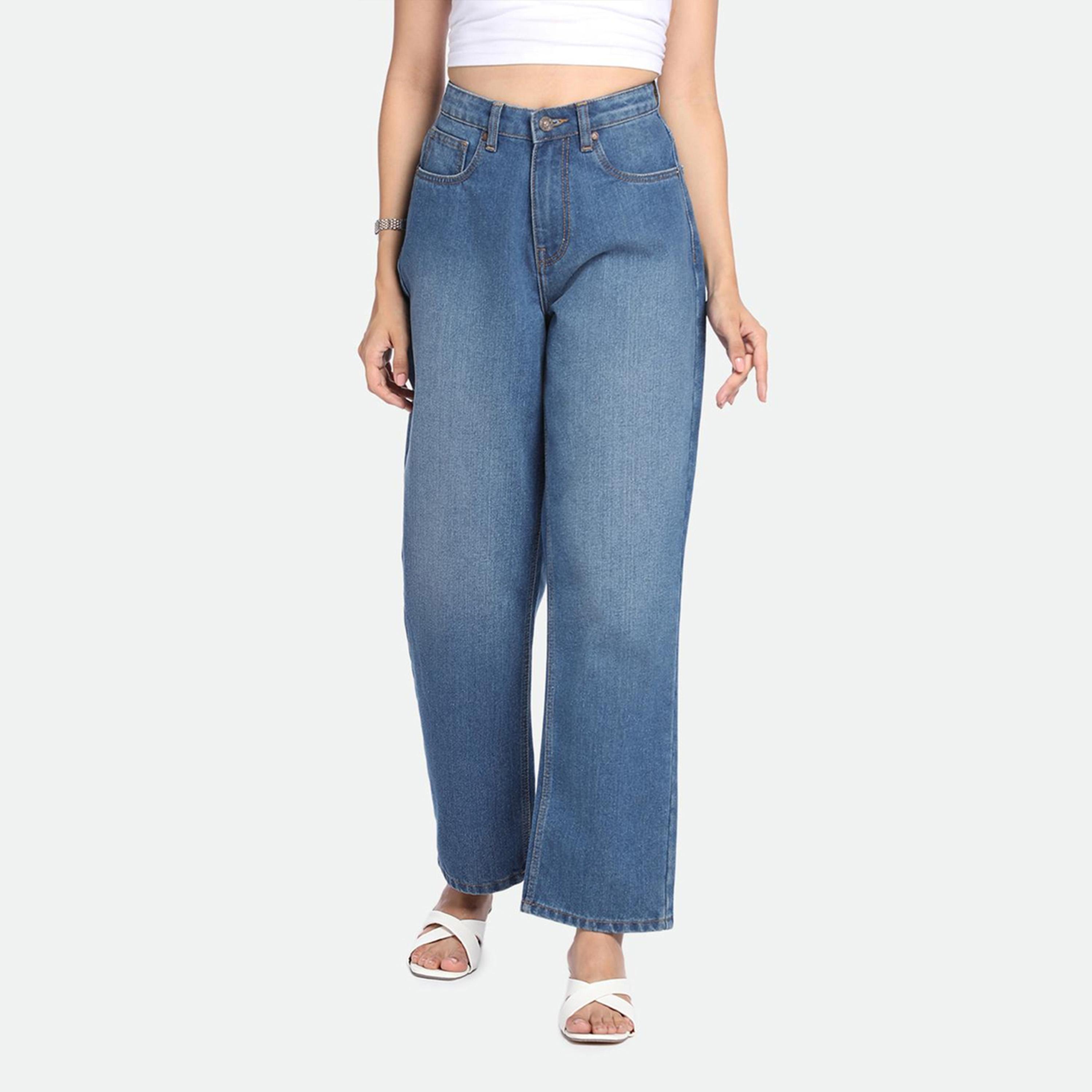 دينيس لينغو× ستايلي-  بنطال جينز نسائي قطن خالص ذو مقاس مريح وخفيف الوزن-women-clothing-bottoms-jeans-image-2