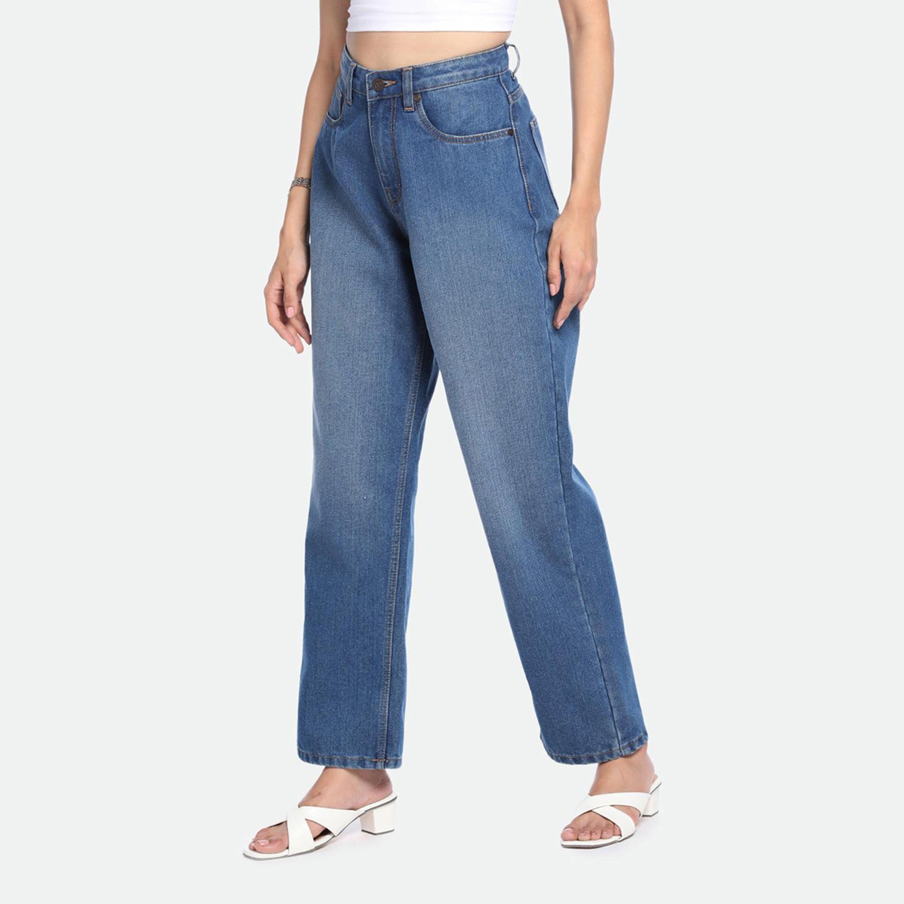 دينيس لينغو× ستايلي-  بنطال جينز نسائي قطن خالص ذو مقاس مريح وخفيف الوزن-women-clothing-bottoms-jeans-image-3