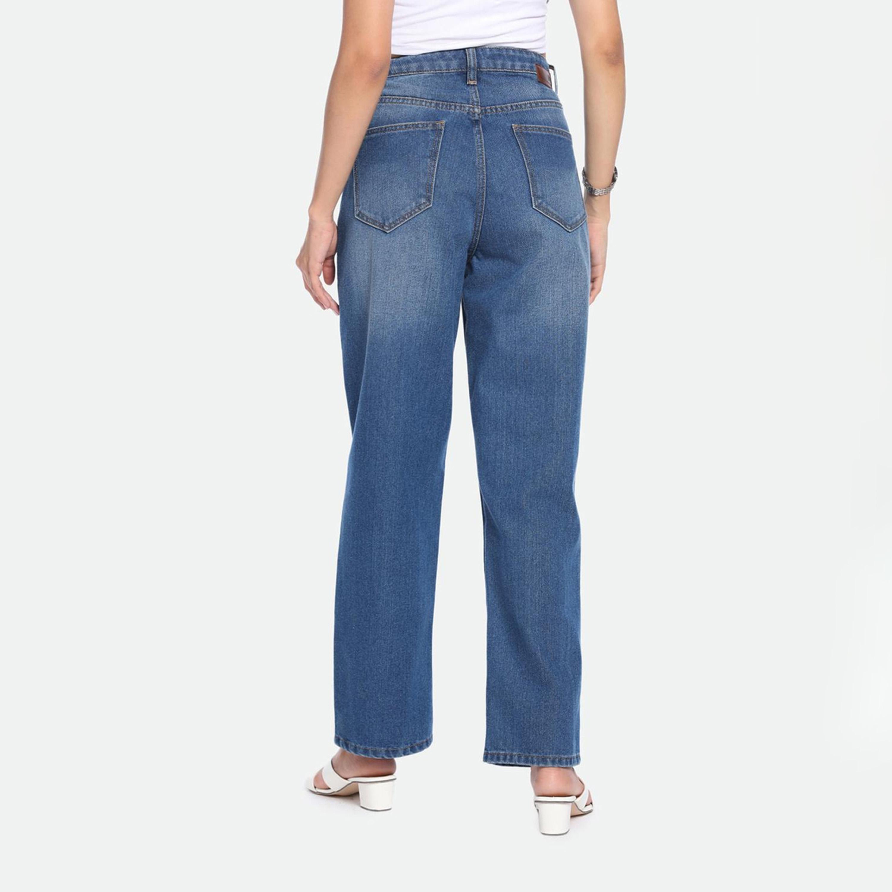 دينيس لينغو× ستايلي-  بنطال جينز نسائي قطن خالص ذو مقاس مريح وخفيف الوزن-women-clothing-bottoms-jeans-image-4
