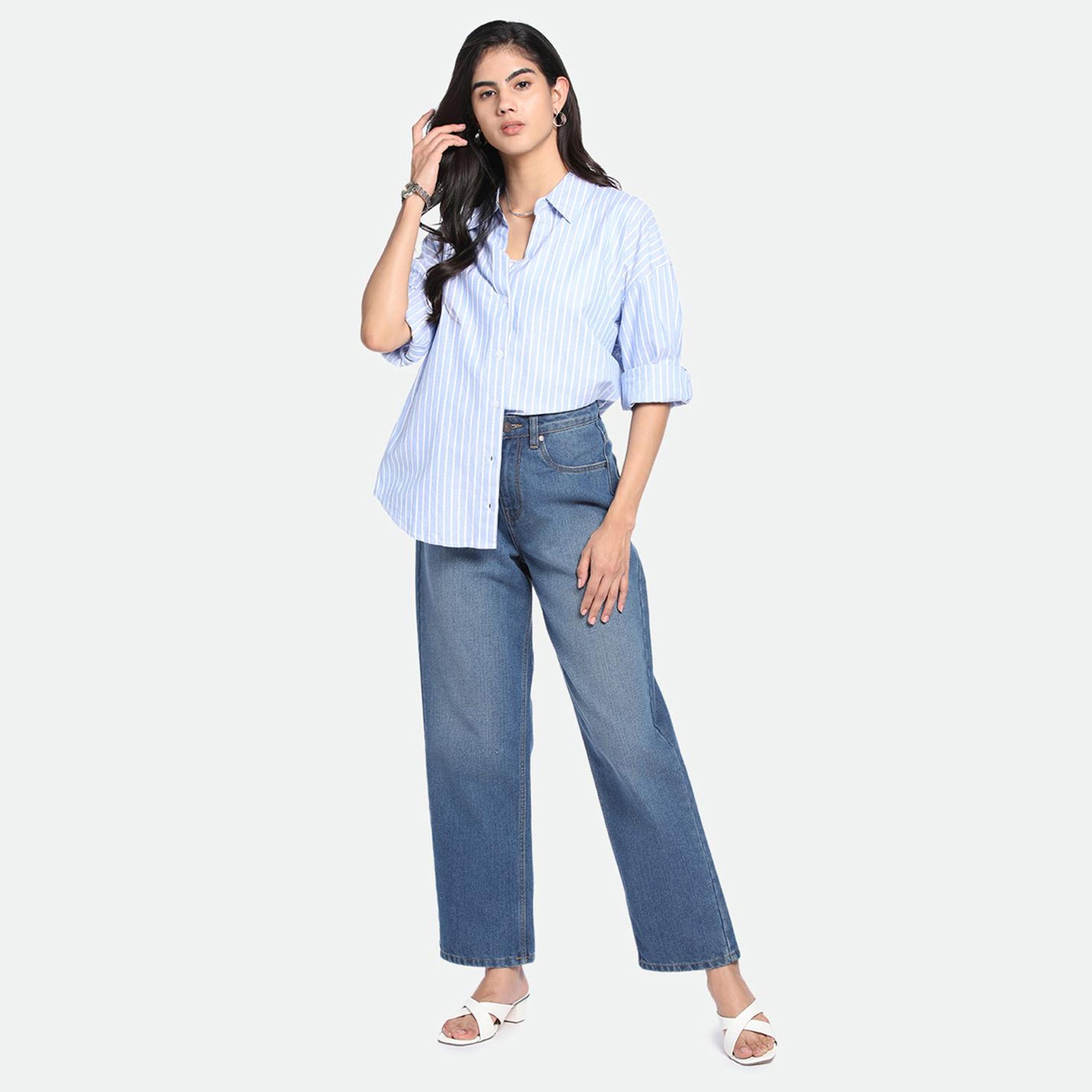 دينيس لينغو× ستايلي-  بنطال جينز نسائي قطن خالص ذو مقاس مريح وخفيف الوزن-women-clothing-bottoms-jeans-image-6