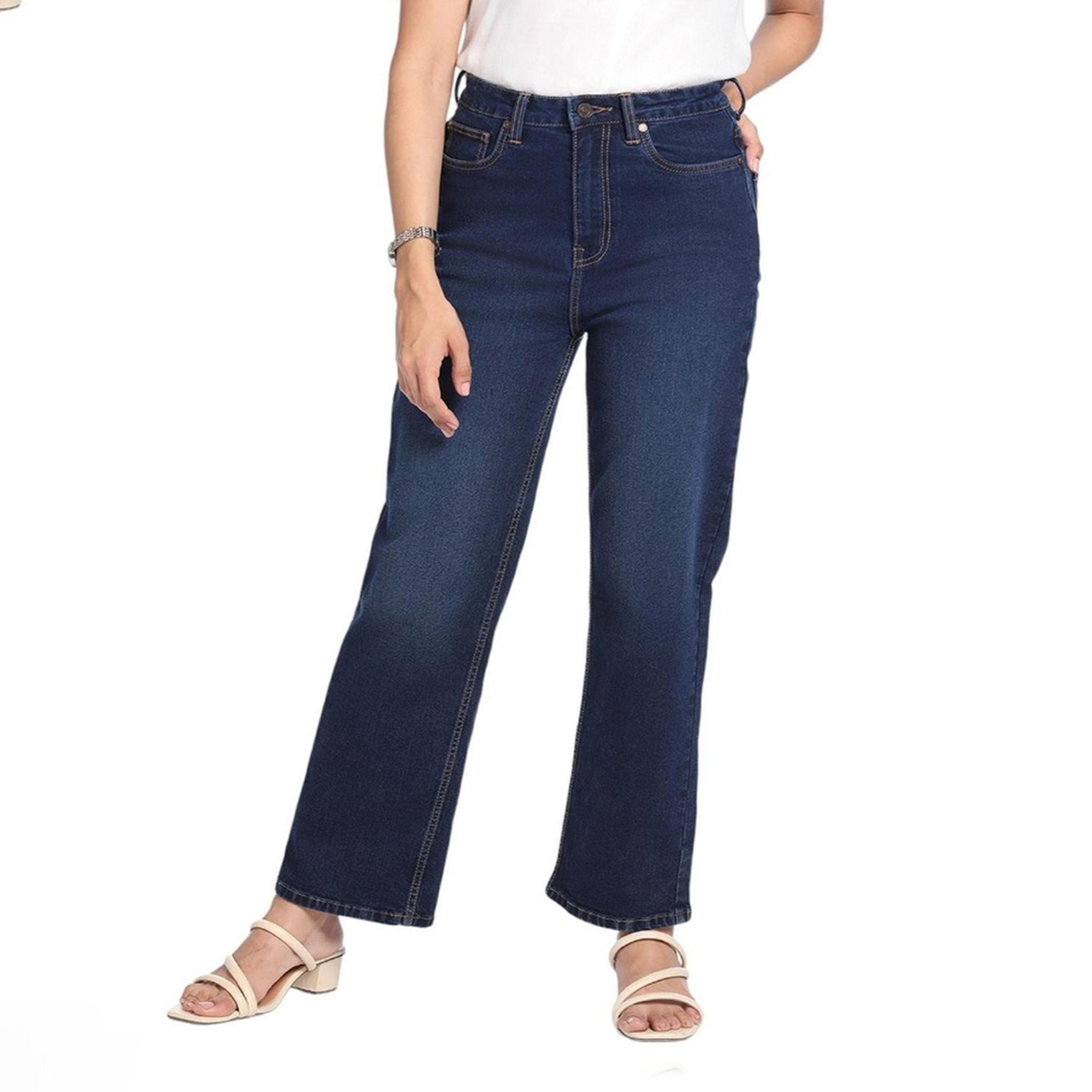 دينيس لينغو× ستايلي-  بنطال جينز للنساء ذو قصة مستقيمة وخفيف الوزن وقابل للتمدد-women-clothing-bottoms-jeans-image-3