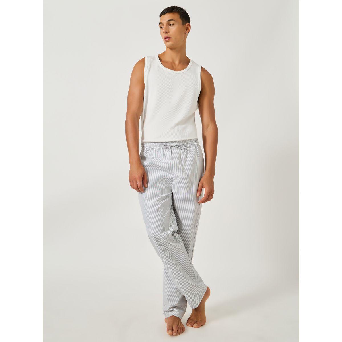 بنطال بيجاما مخطط بأرجل مستقيمة ورباط خصر-men-clothing-nightwear-pyjamaandshorts-image-3