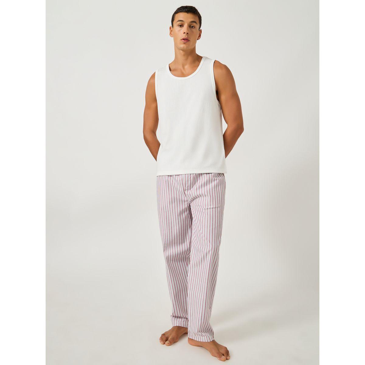 بنطال بيجاما مخطط بأرجل مستقيمة ورباط خصر-men-clothing-nightwear-pyjamaandshorts-image-2