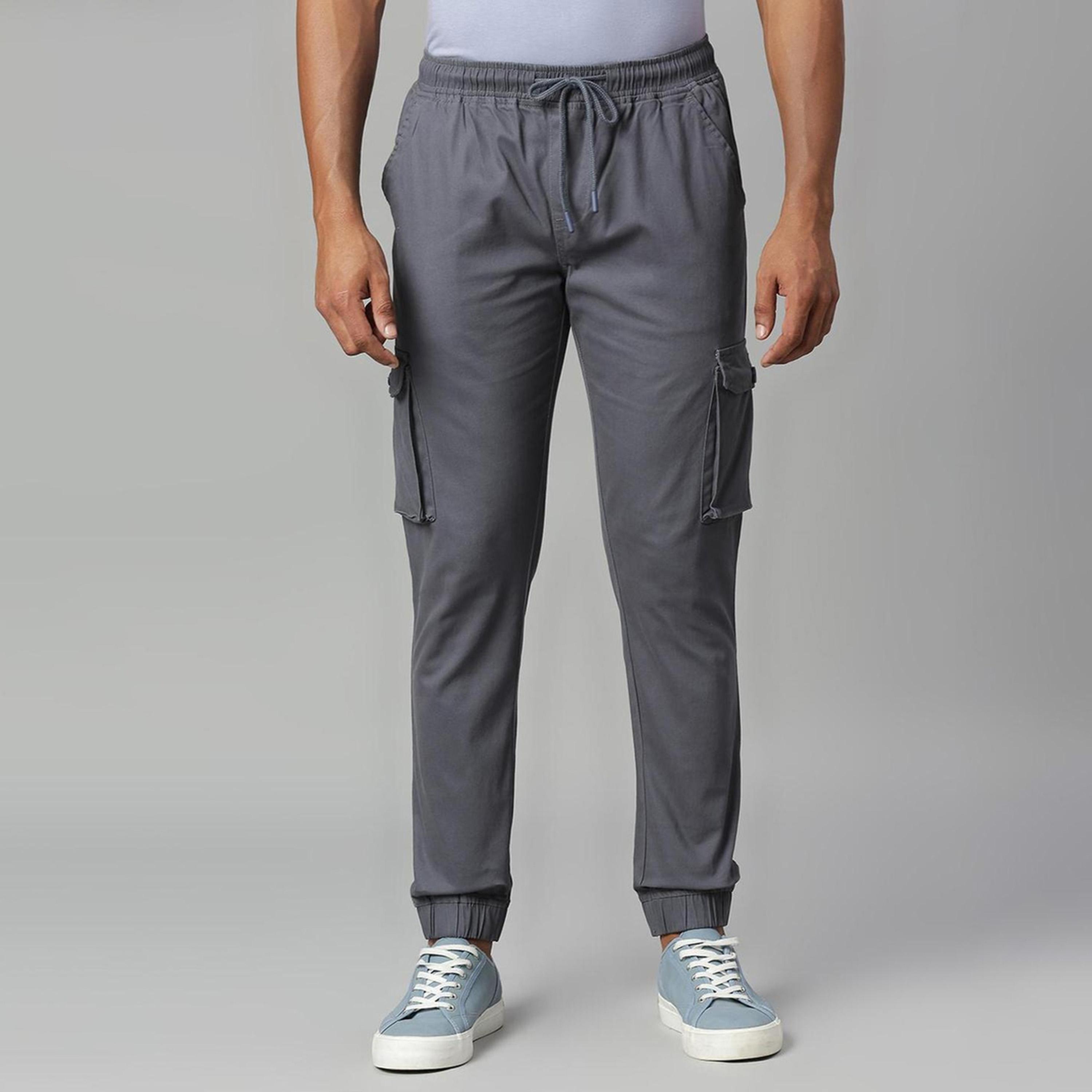دينيس لينغو× ستايلي-  بنطال رياضي قطني مدبب لون رمادي-men-clothing-bottoms-joggers-image-1