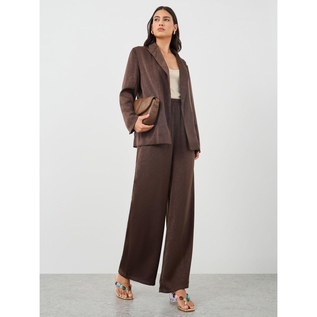 Styli Textured Regular Fit Blazer and Wide Leg Trousers Co-Ords-women-clothing-coordsets-image-1