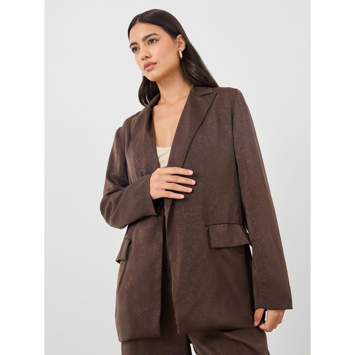Styli Textured Regular Fit Blazer and Wide Leg Trousers Co-Ords-women-clothing-coordsets-image-2