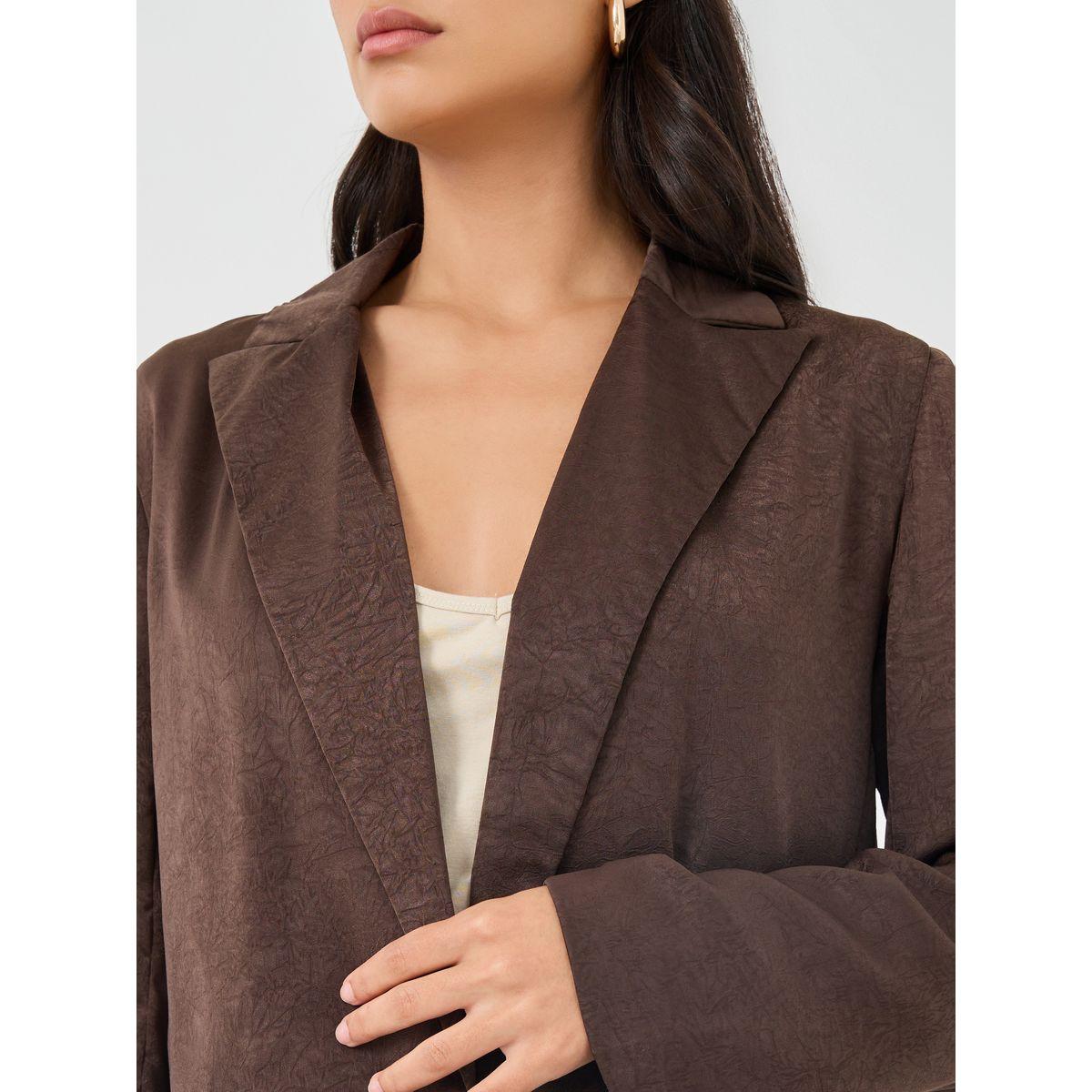 Styli Textured Regular Fit Blazer and Wide Leg Trousers Co-Ords-women-clothing-coordsets-image-3