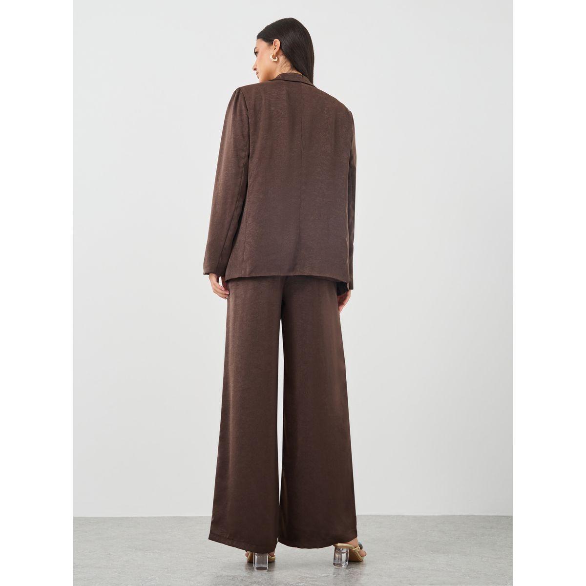 Styli Textured Regular Fit Blazer and Wide Leg Trousers Co-Ords-women-clothing-coordsets-image-5