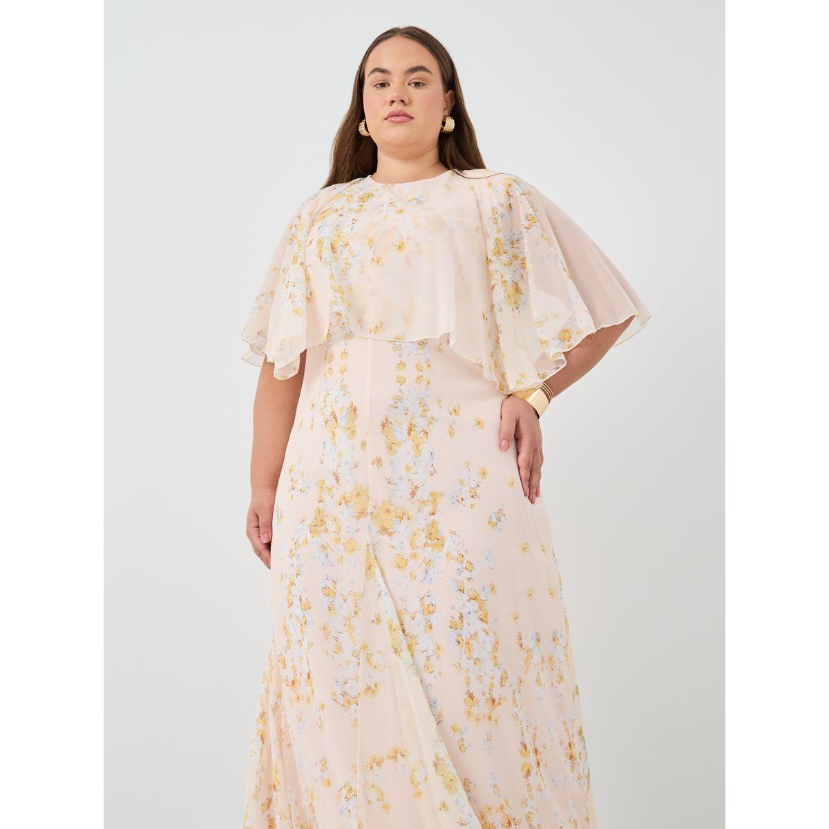 فستان طويل بطبعة زهور وأكمام كيب-women-clothing-dresses-image-3
