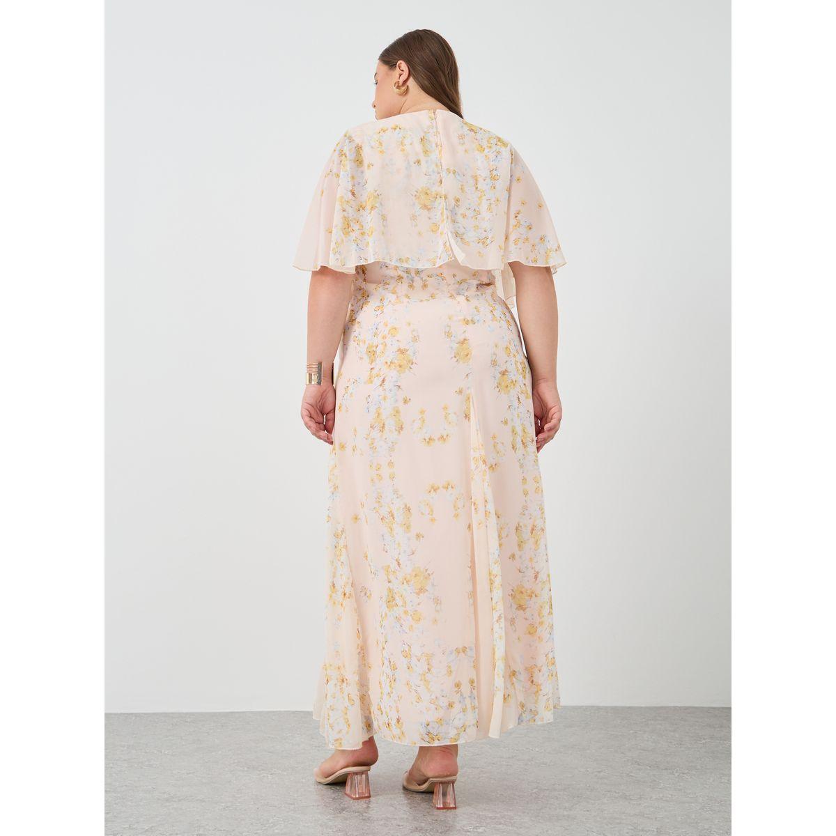 فستان طويل بطبعة زهور وأكمام كيب-women-clothing-dresses-image-5