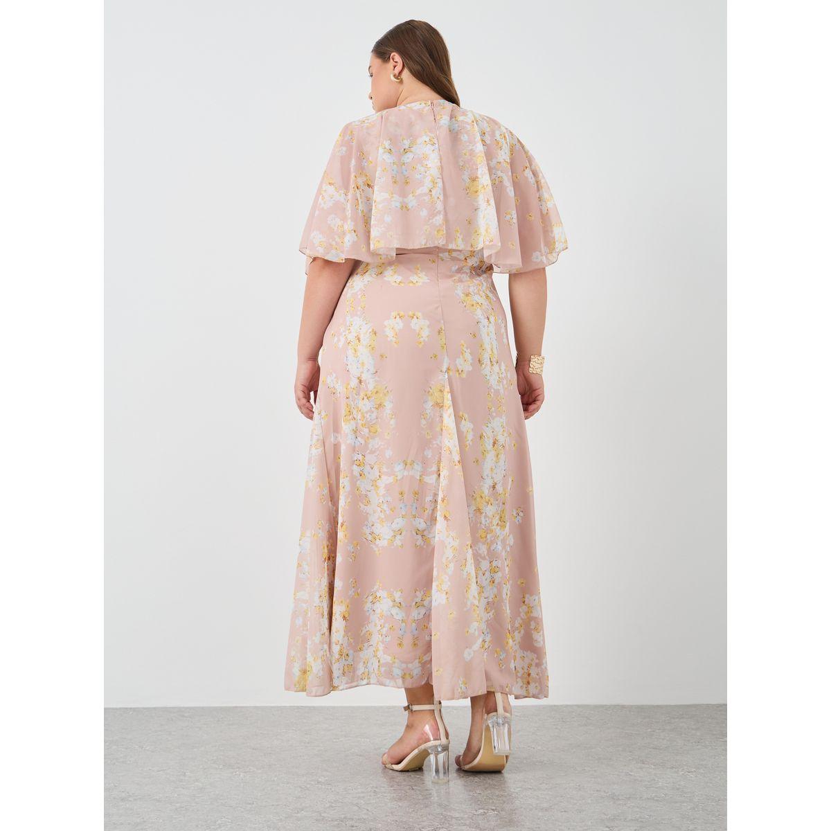 فستان طويل بمقاس كبير مع أكمام كيب-women-clothing-dresses-image-5