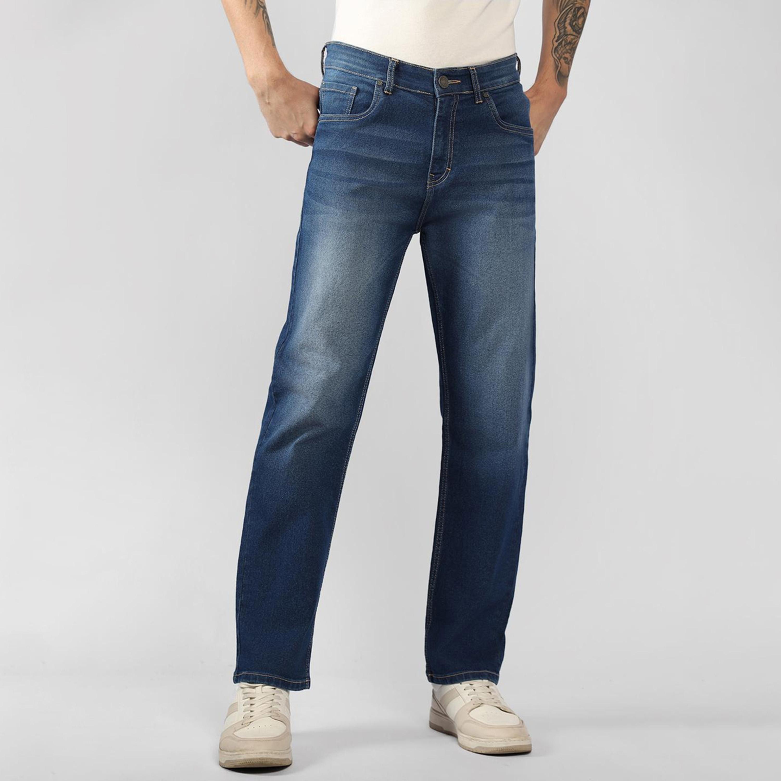 دينيس لينغو× ستايلي-  بنطال جينز مطاطي بقصة مريحة لون باهت-men-clothing-bottoms-jeans-image-1