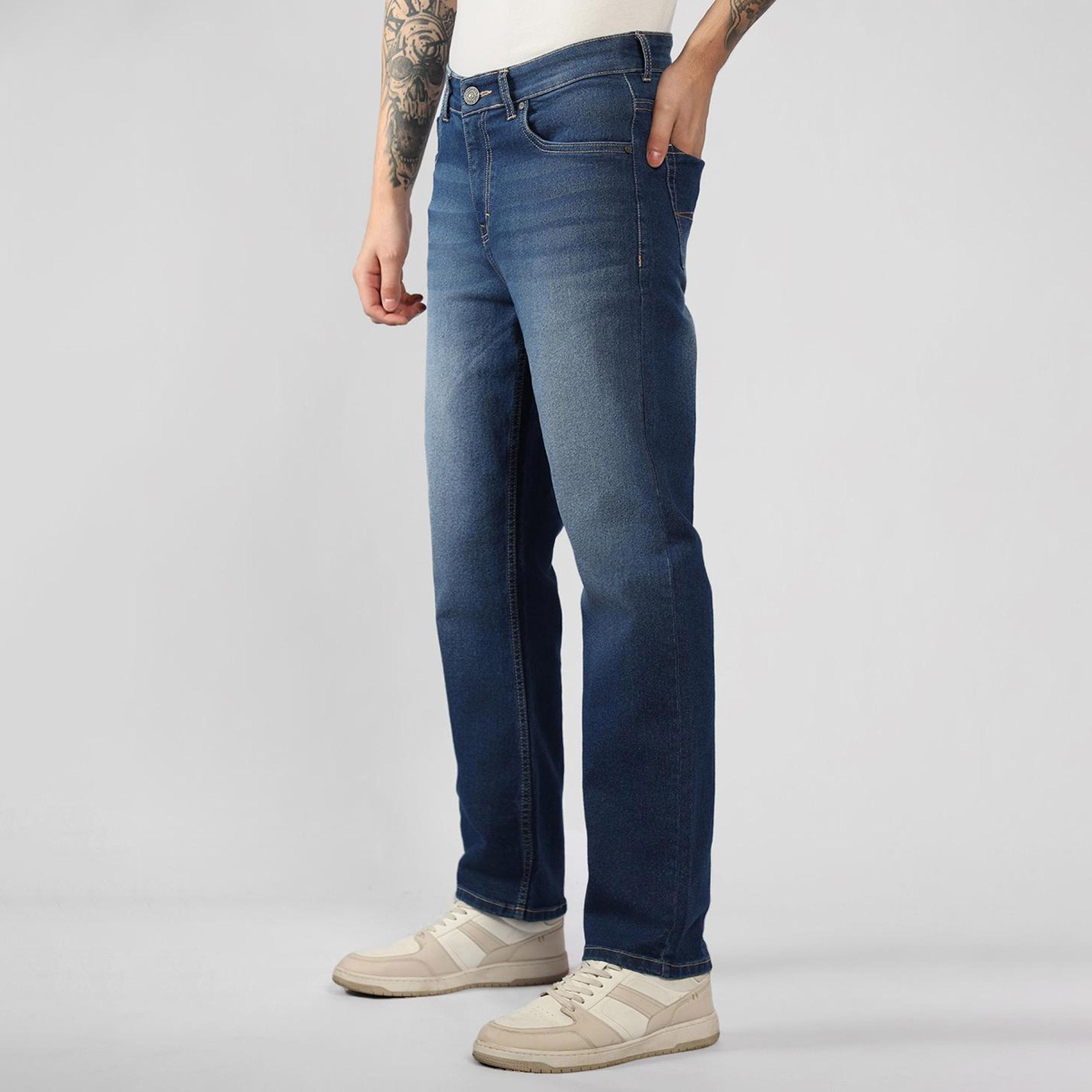 دينيس لينغو× ستايلي-  بنطال جينز مطاطي بقصة مريحة لون باهت-men-clothing-bottoms-jeans-image-2