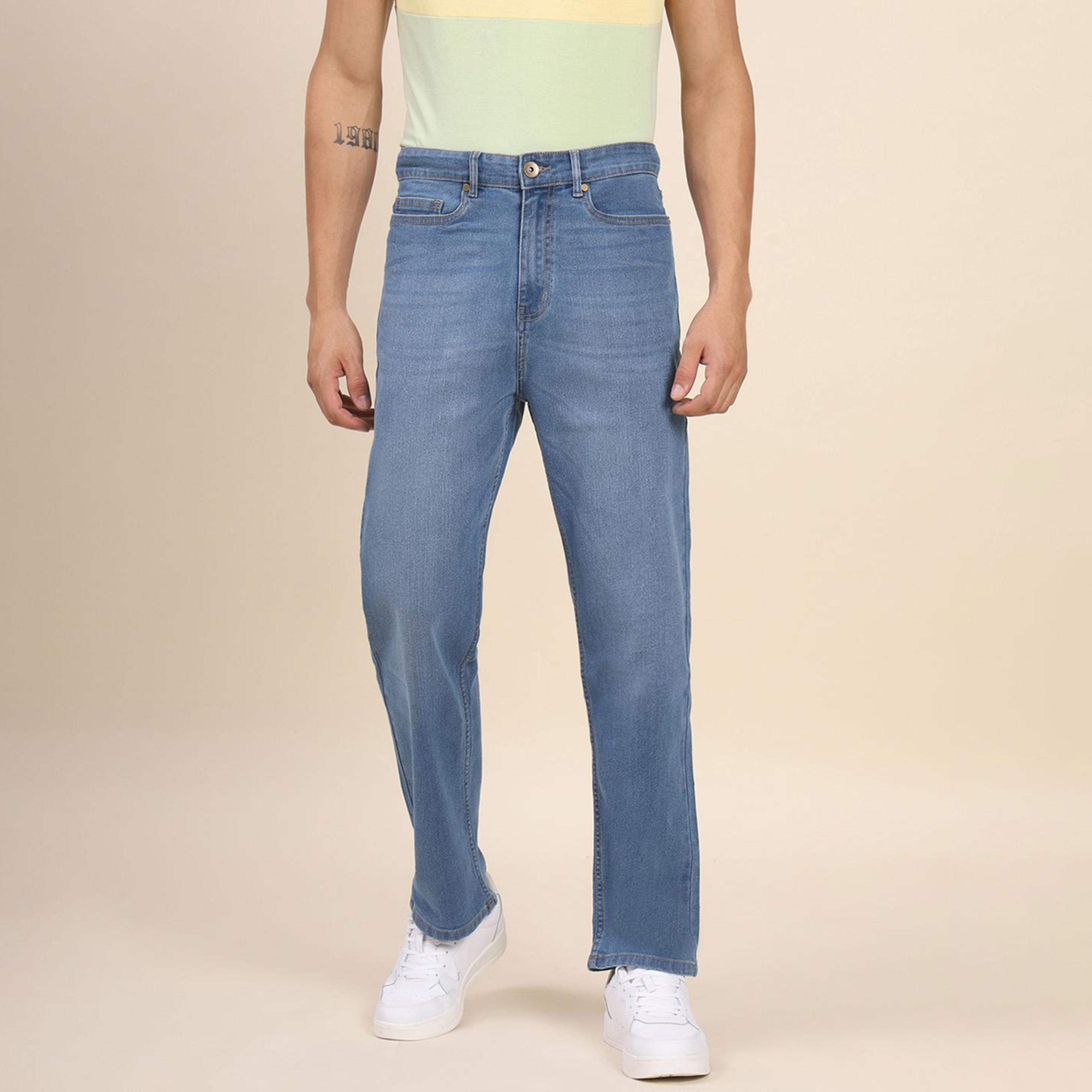 دينيس لينغو× ستايلي-  بنطال جينز خصر متوسط وخفيف الوزن وقابل للتمدد-men-clothing-bottoms-jeans-image-1