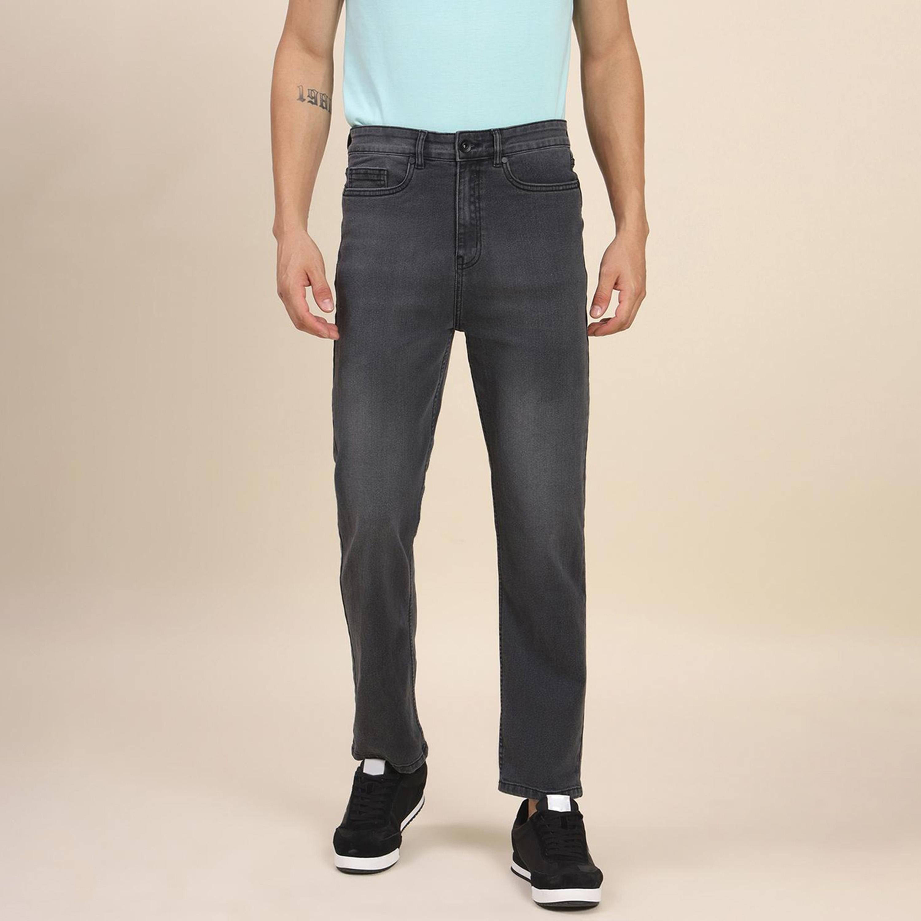 دينيس لينغو× ستايلي-  بنطال جينز مطاطي خصر متوسط وخفيف الوزن لون أزرق فاتح-men-clothing-bottoms-jeans-image-1