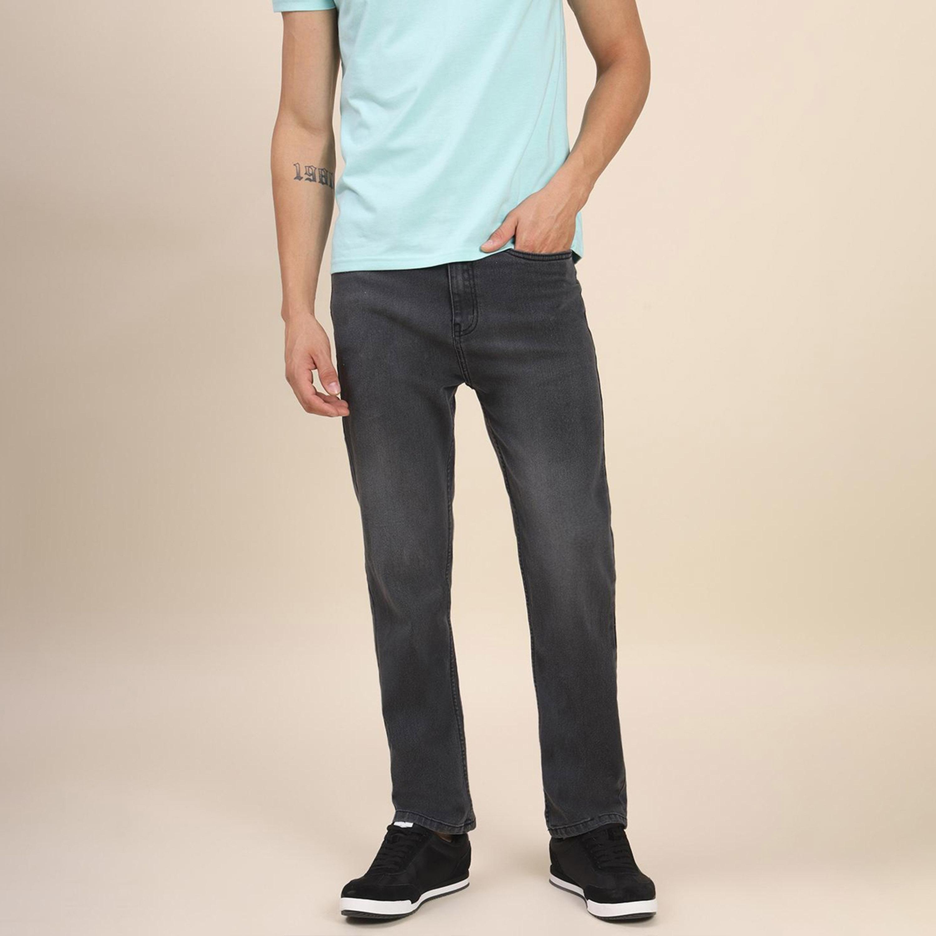 دينيس لينغو× ستايلي-  بنطال جينز مطاطي خصر متوسط وخفيف الوزن لون أزرق فاتح-men-clothing-bottoms-jeans-image-2