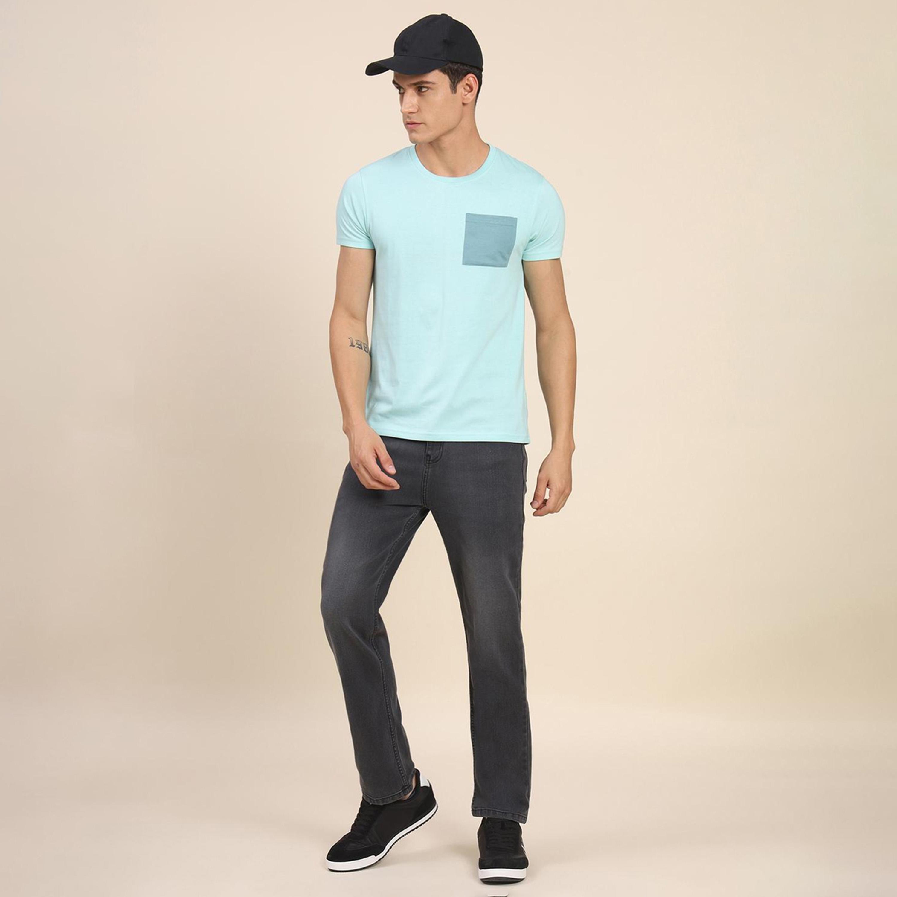 دينيس لينغو× ستايلي-  بنطال جينز مطاطي خصر متوسط وخفيف الوزن لون أزرق فاتح-men-clothing-bottoms-jeans-image-5