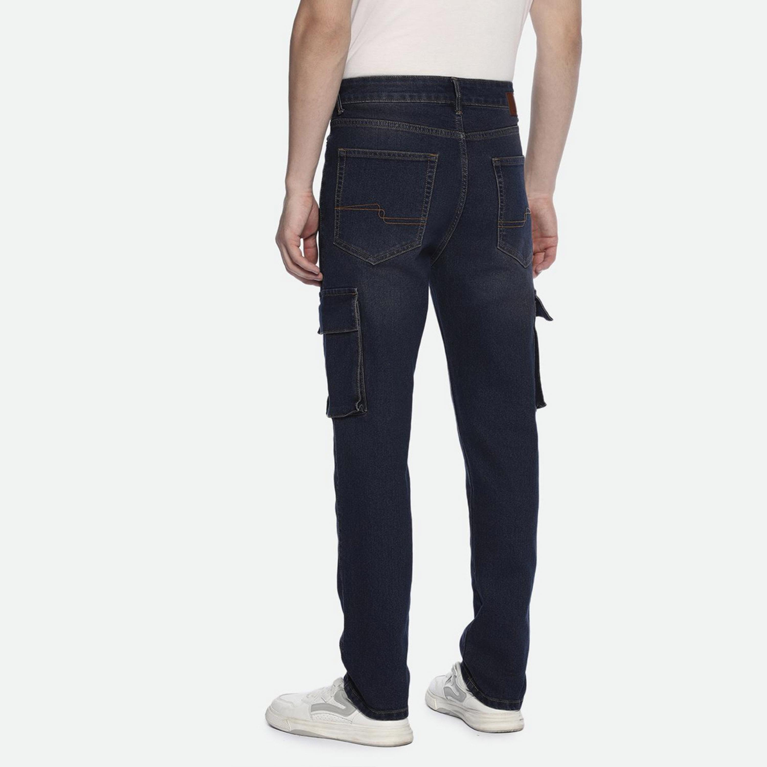 دينيس لينغو× ستايلي-  بنطال جينز كارغو مطاطي بقصة مستقيمة لون باهت-men-clothing-bottoms-jeans-image-4
