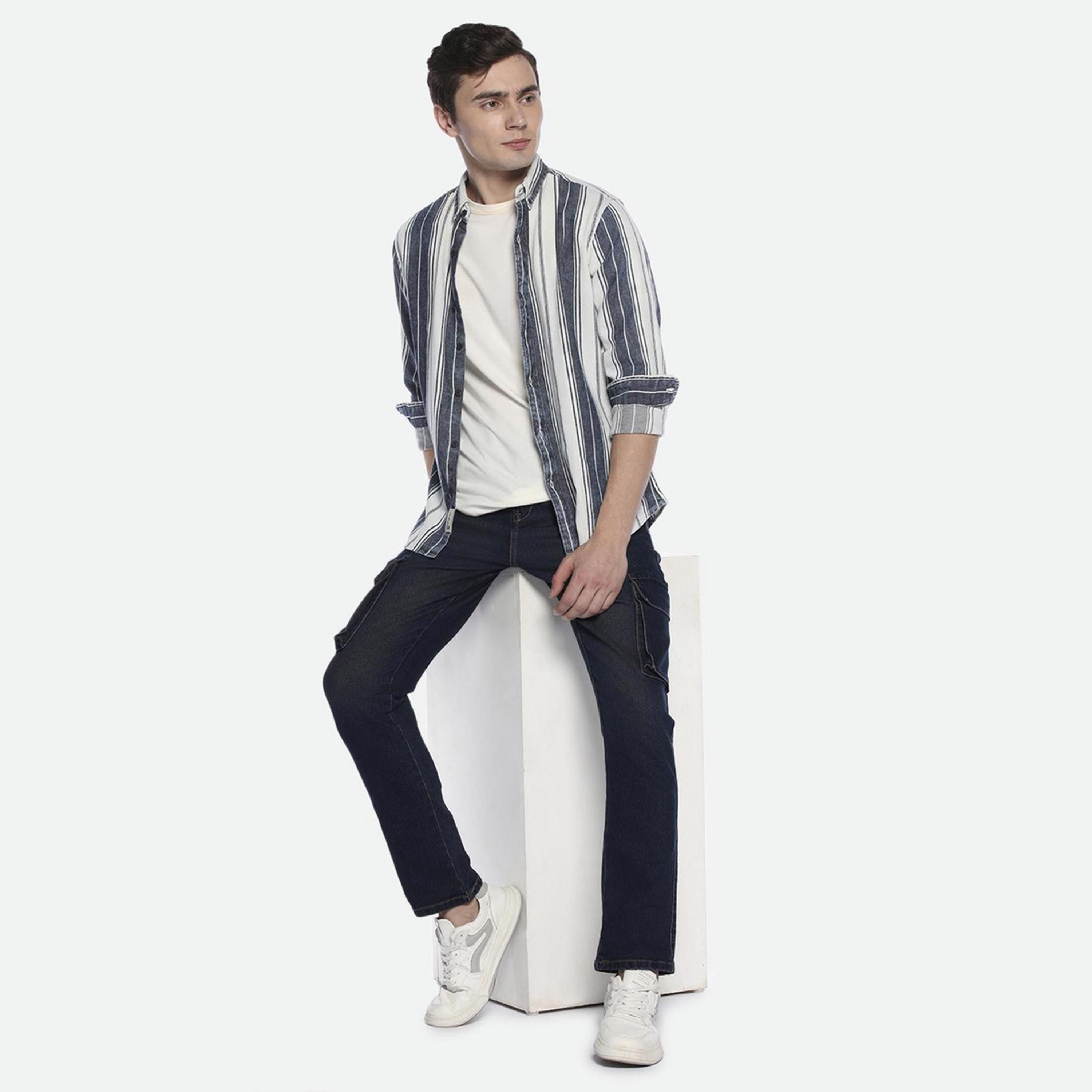 دينيس لينغو× ستايلي-  بنطال جينز كارغو مطاطي بقصة مستقيمة لون باهت-men-clothing-bottoms-jeans-image-6