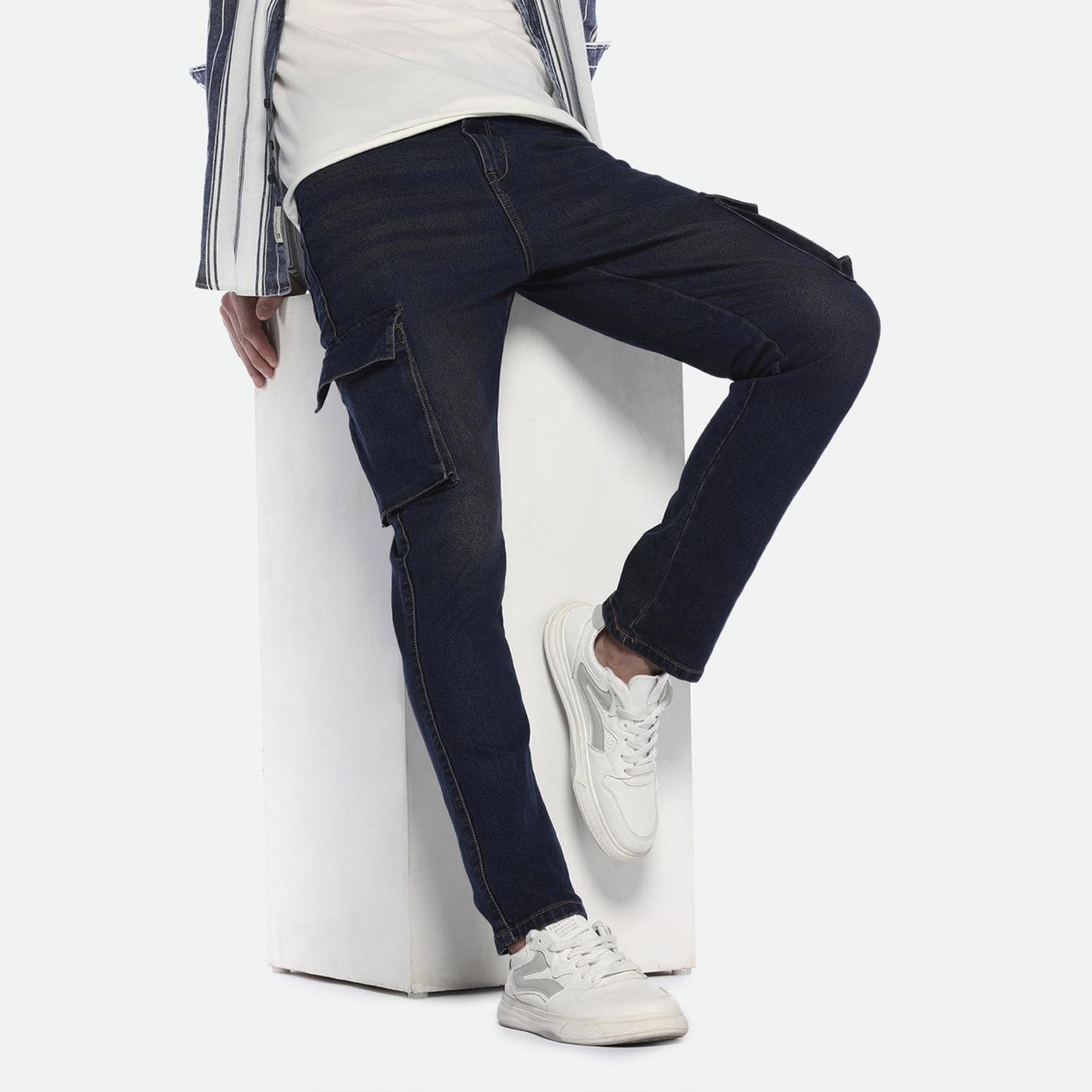 دينيس لينغو× ستايلي-  بنطال جينز كارغو مطاطي بقصة مستقيمة لون باهت-men-clothing-bottoms-jeans-image-7