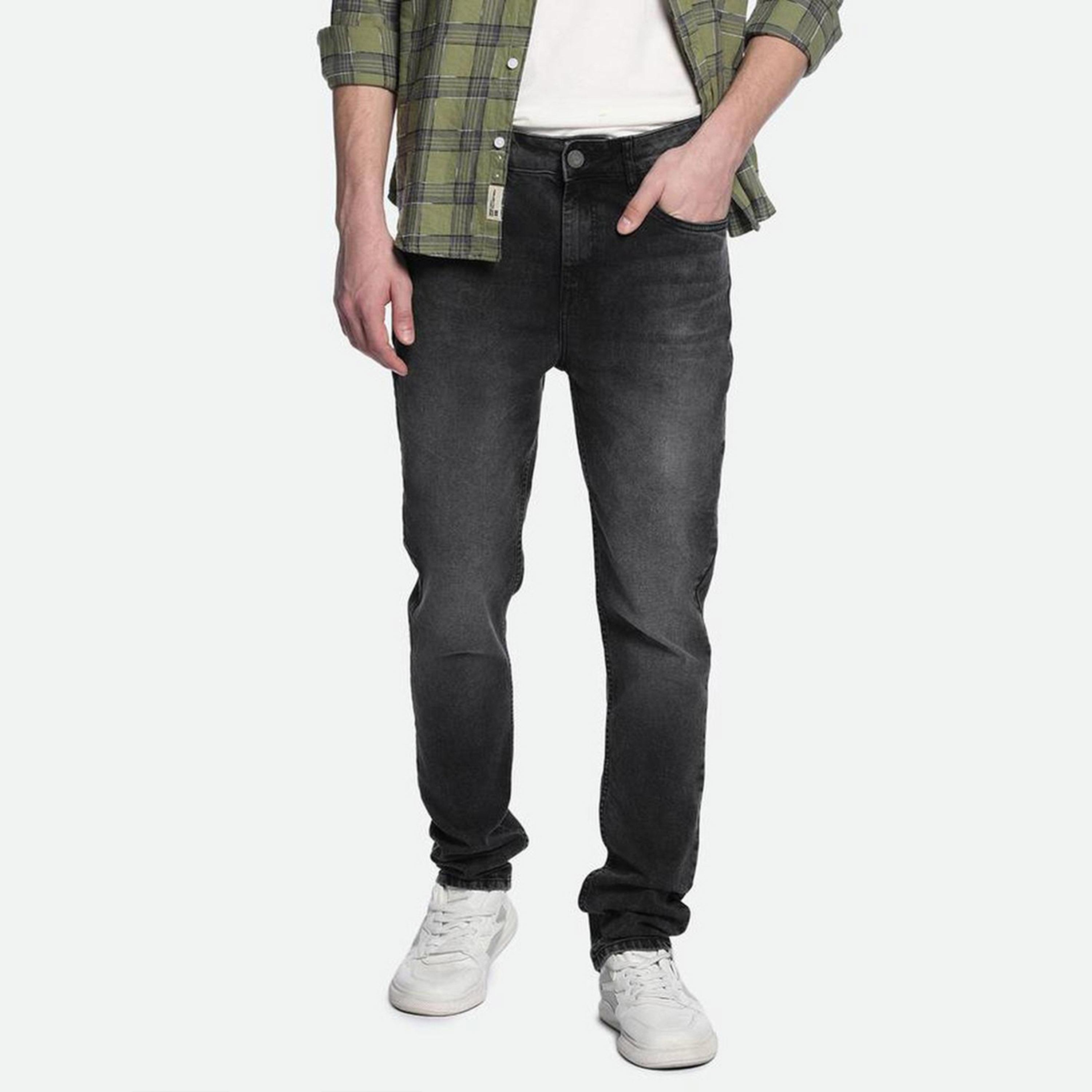 دينيس لينغو× ستايلي-  بنطال جينز مطاطي متوسط ​​الارتفاع ذو مظهر أنيق-men-clothing-bottoms-jeans-image-6