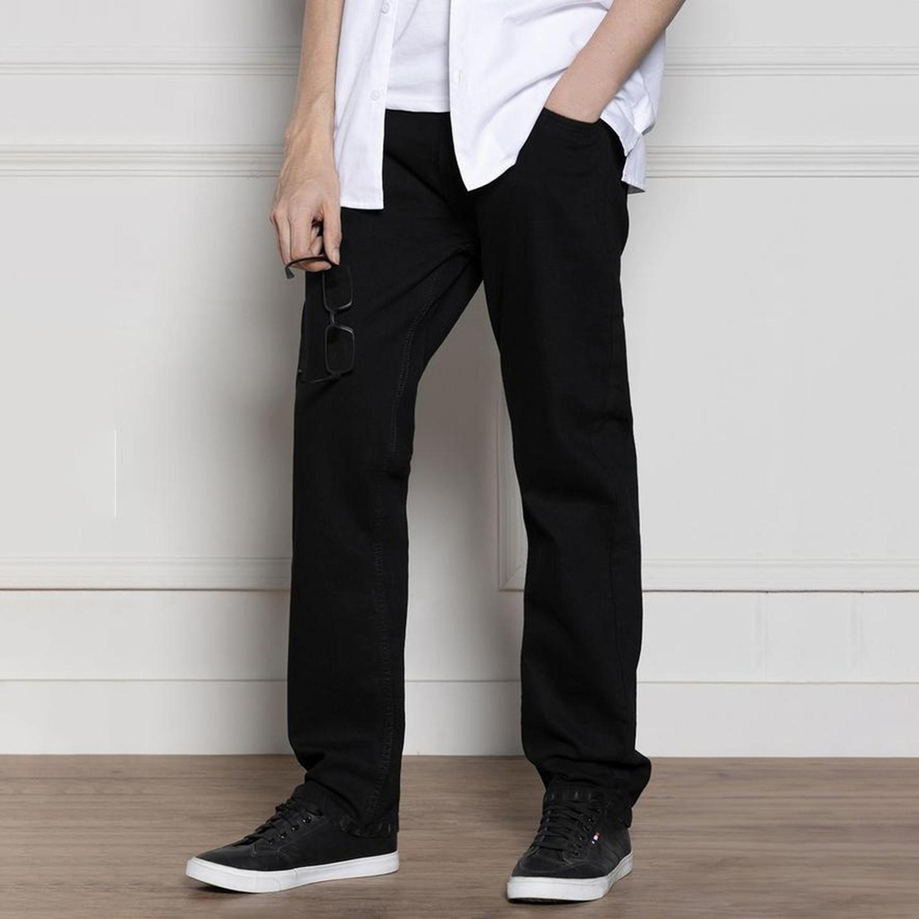 دينيس لينغو× ستايلي-  بنطال جينز مطاطي ذو مظهر مريح ونظيف-men-clothing-bottoms-jeans-image-3