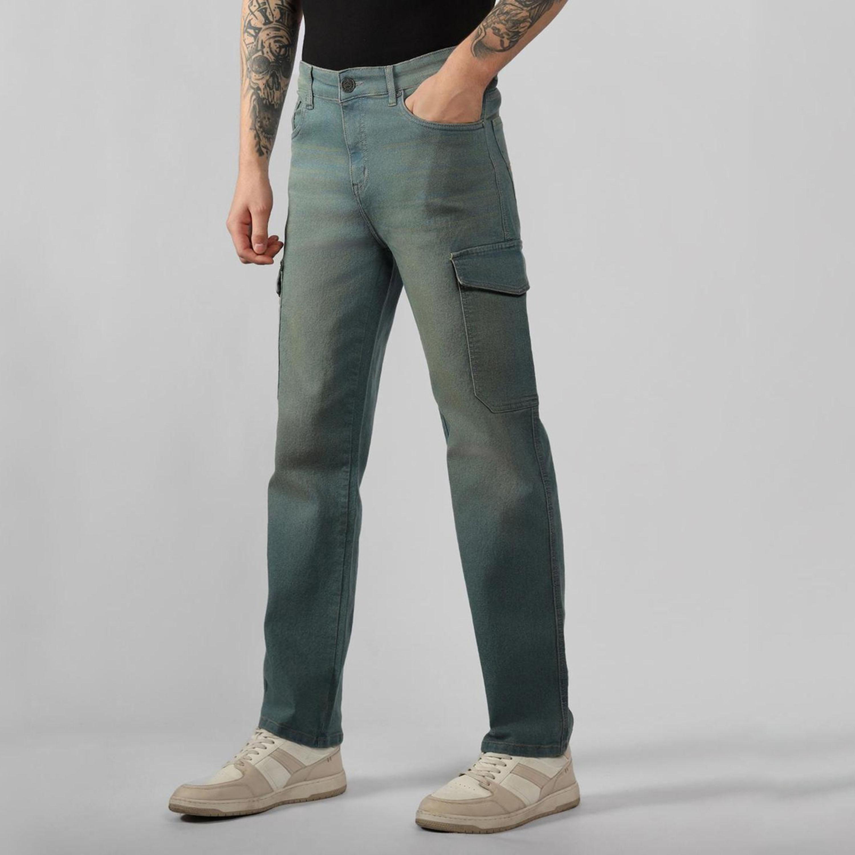 دينيس لينغو× ستايلي-  بنطال جينز مطاطي خصر متوسط ومقاس مريح-men-clothing-bottoms-jeans-image-1