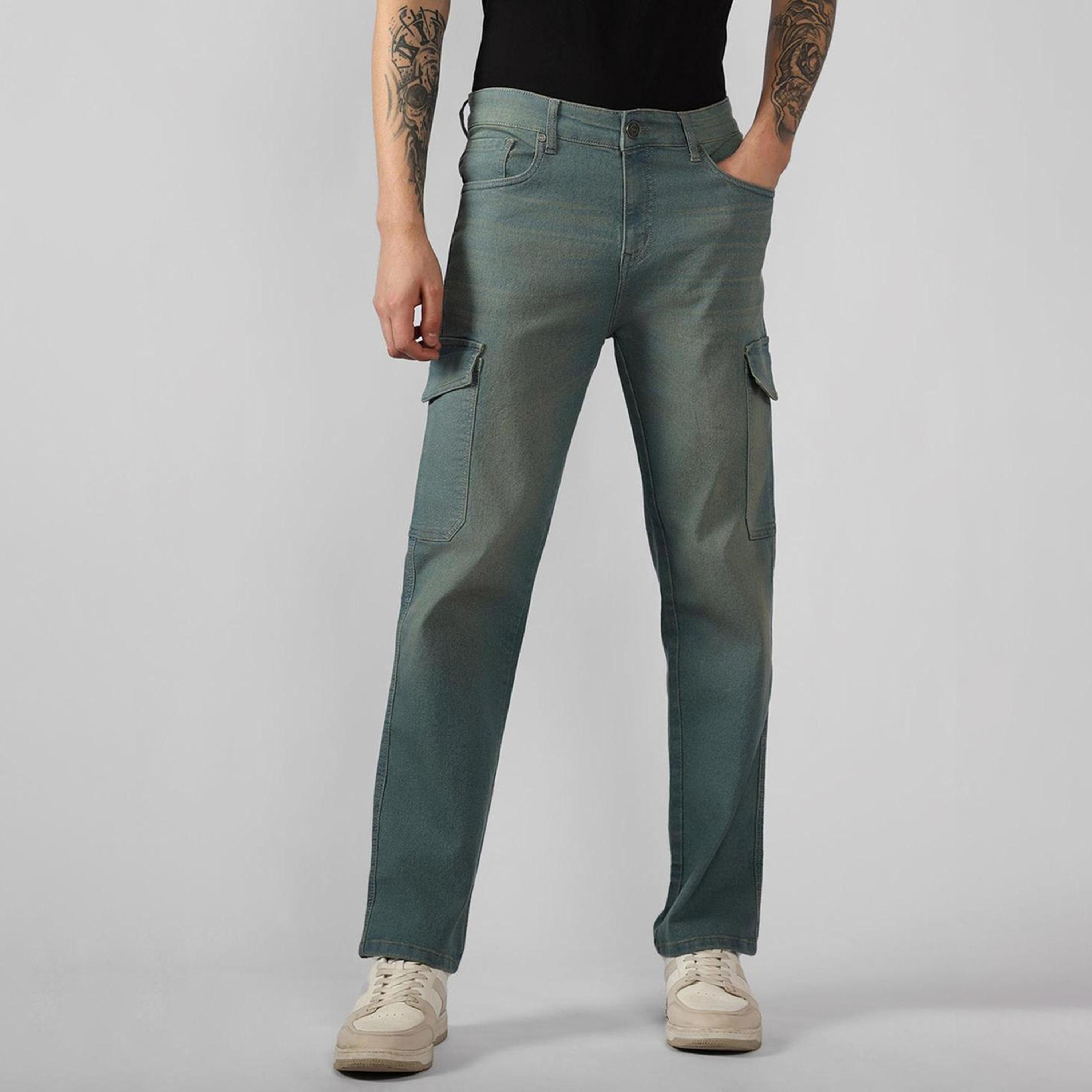 دينيس لينغو× ستايلي-  بنطال جينز مطاطي خصر متوسط ومقاس مريح-men-clothing-bottoms-jeans-image-2