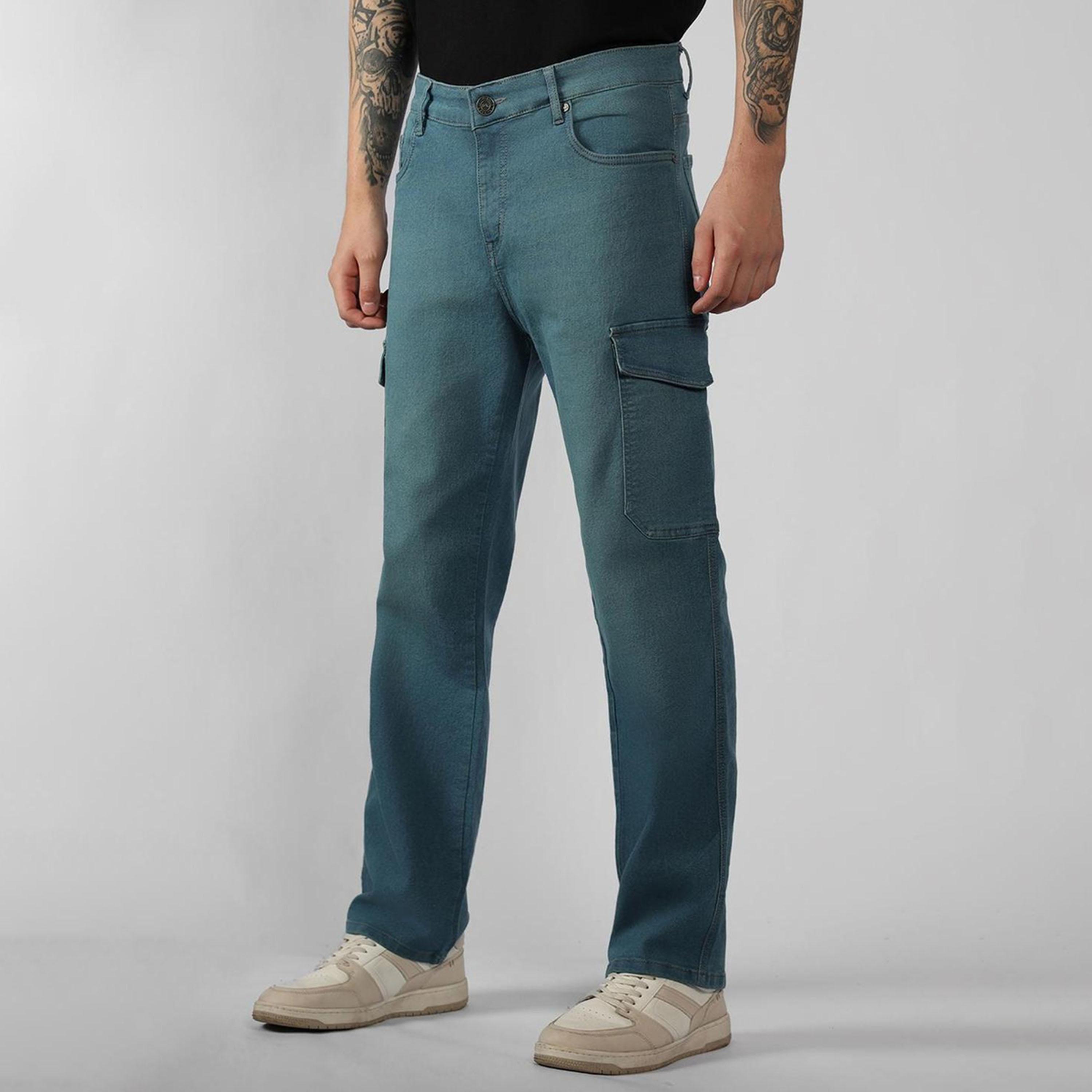 دينيس لينغو× ستايلي-  بنطال جينز قطني مطاطي خصر متوسط-men-clothing-bottoms-jeans-image-1