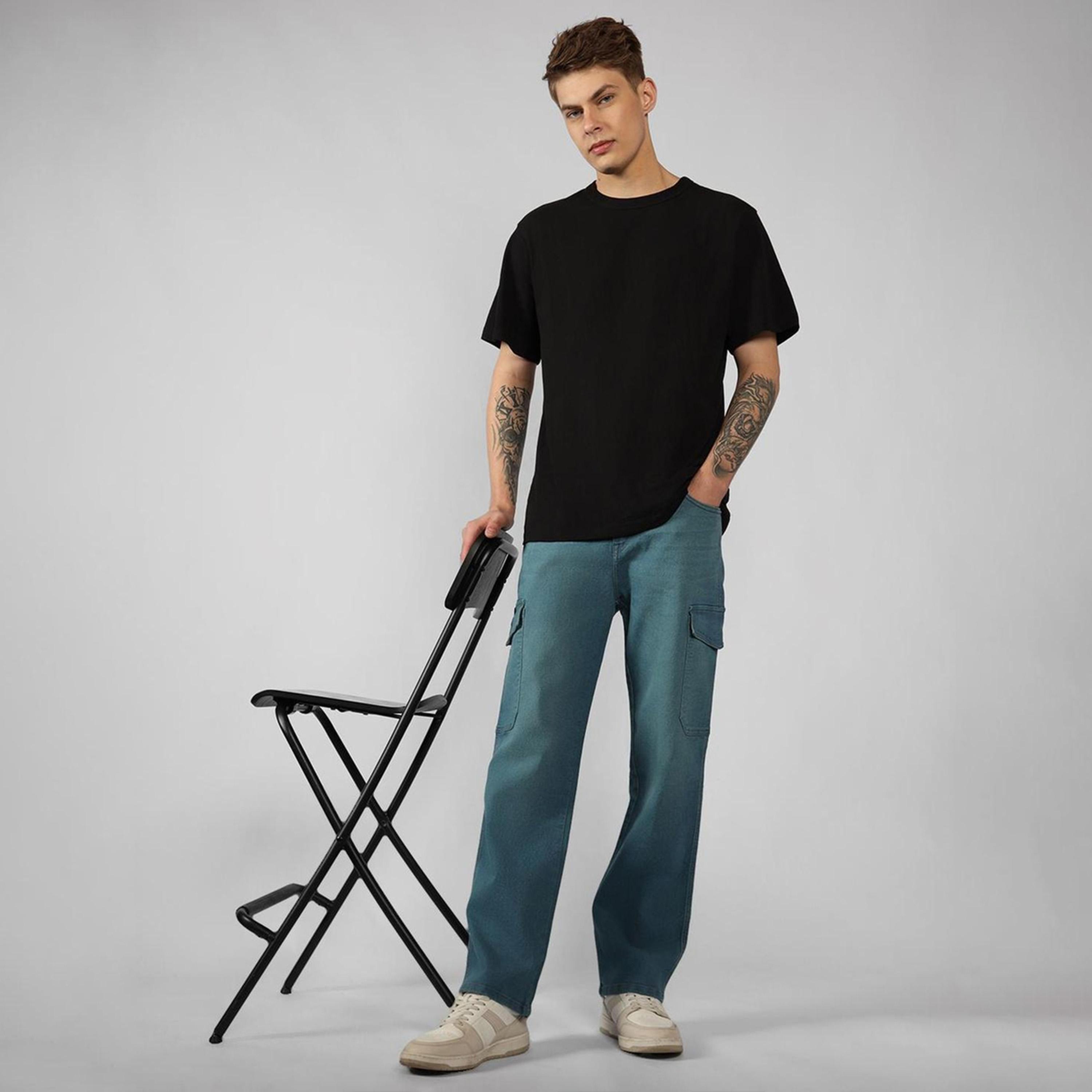 دينيس لينغو× ستايلي-  بنطال جينز قطني مطاطي خصر متوسط-men-clothing-bottoms-jeans-image-5
