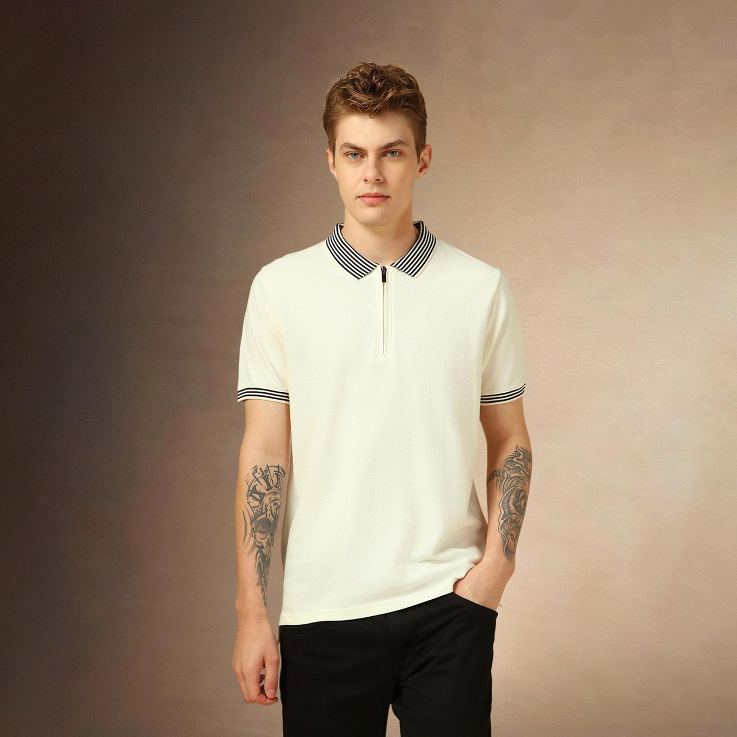دينيس لينغو× ستايلي-  تي شيرت قطن ياقة بولو سادة-men-clothing-tshirtsandpolos-tshirts-image-6