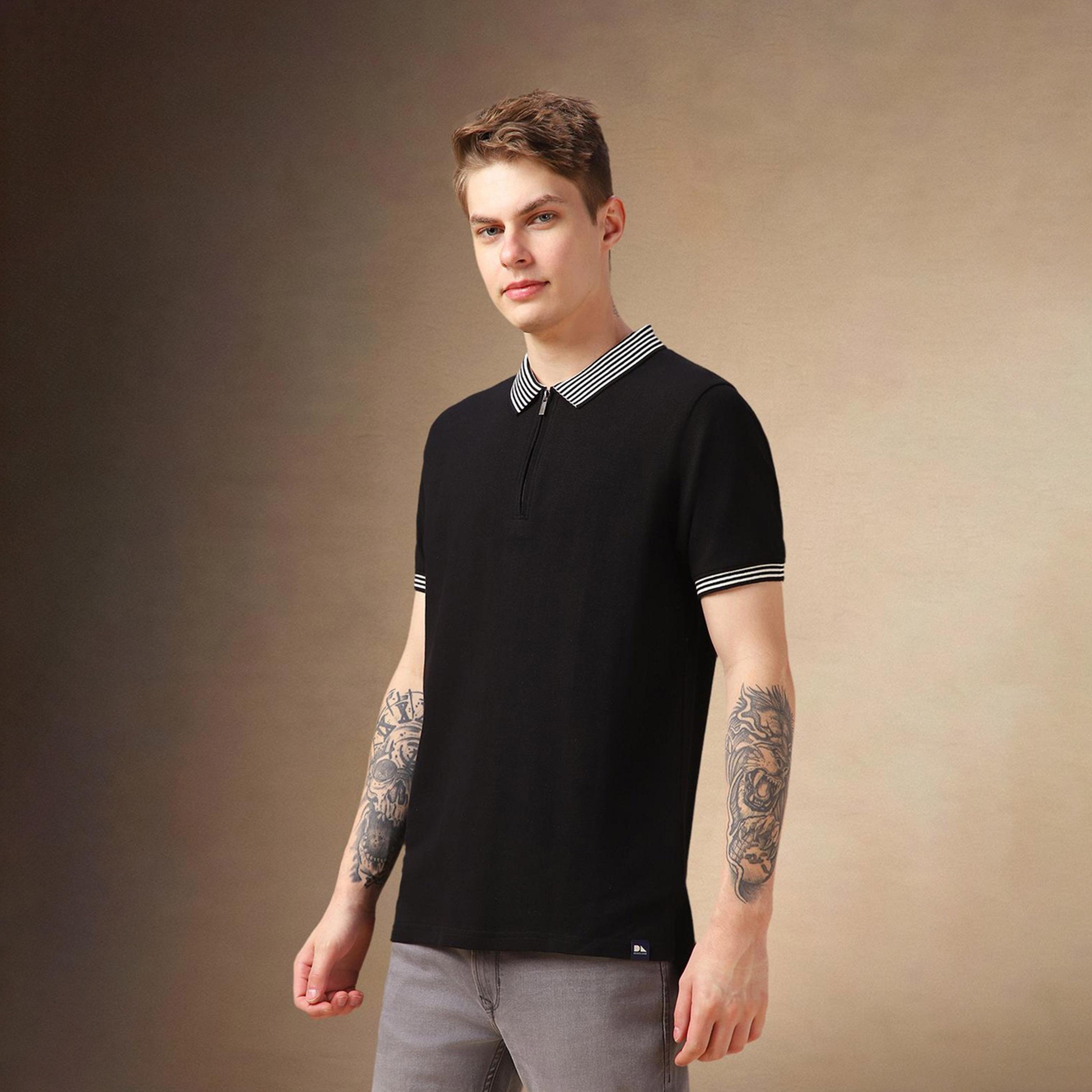 Dennis Lingo X Styli Solid Polo Collar Cotton T-shirt-men-clothing-tshirtsandpolos-tshirts-image-2