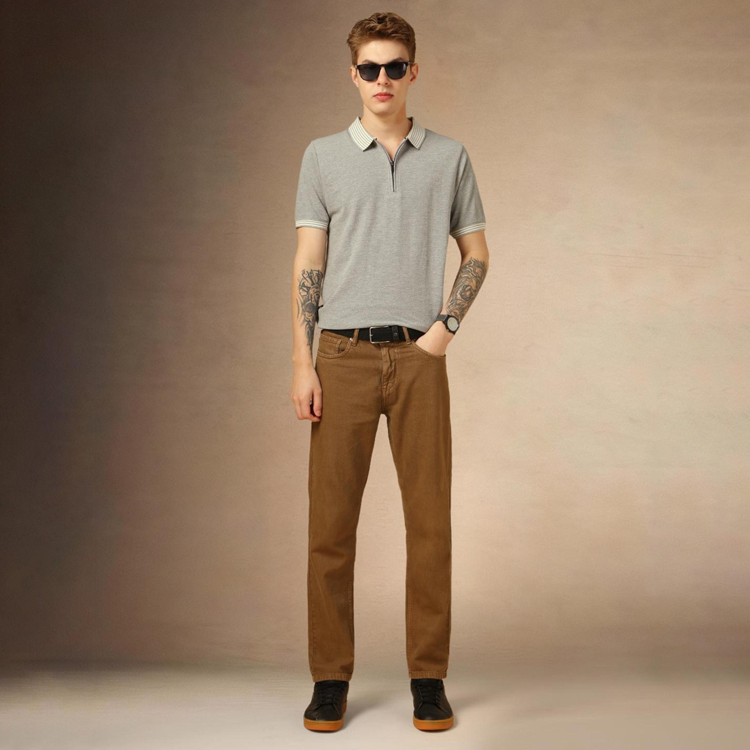 دينيس لينغو× ستايلي-  تي شيرت قطن ياقة بولو سادة-men-clothing-tshirtsandpolos-tshirts-image-5